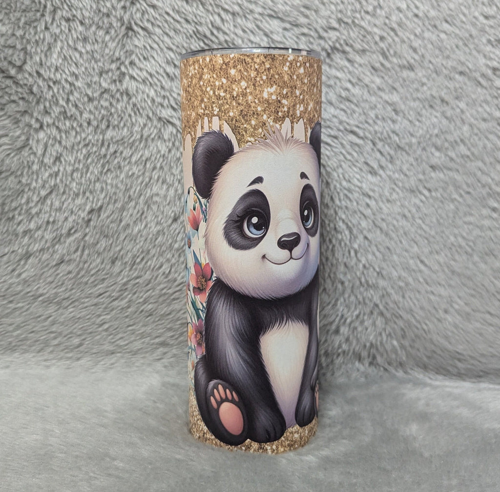 Cute Panda Bear Tumbler Can Be Personalized, Includes A Reusable Straw, 20oz Skinny Tumbler For Everyday Use - Hot Or Cold Drinks