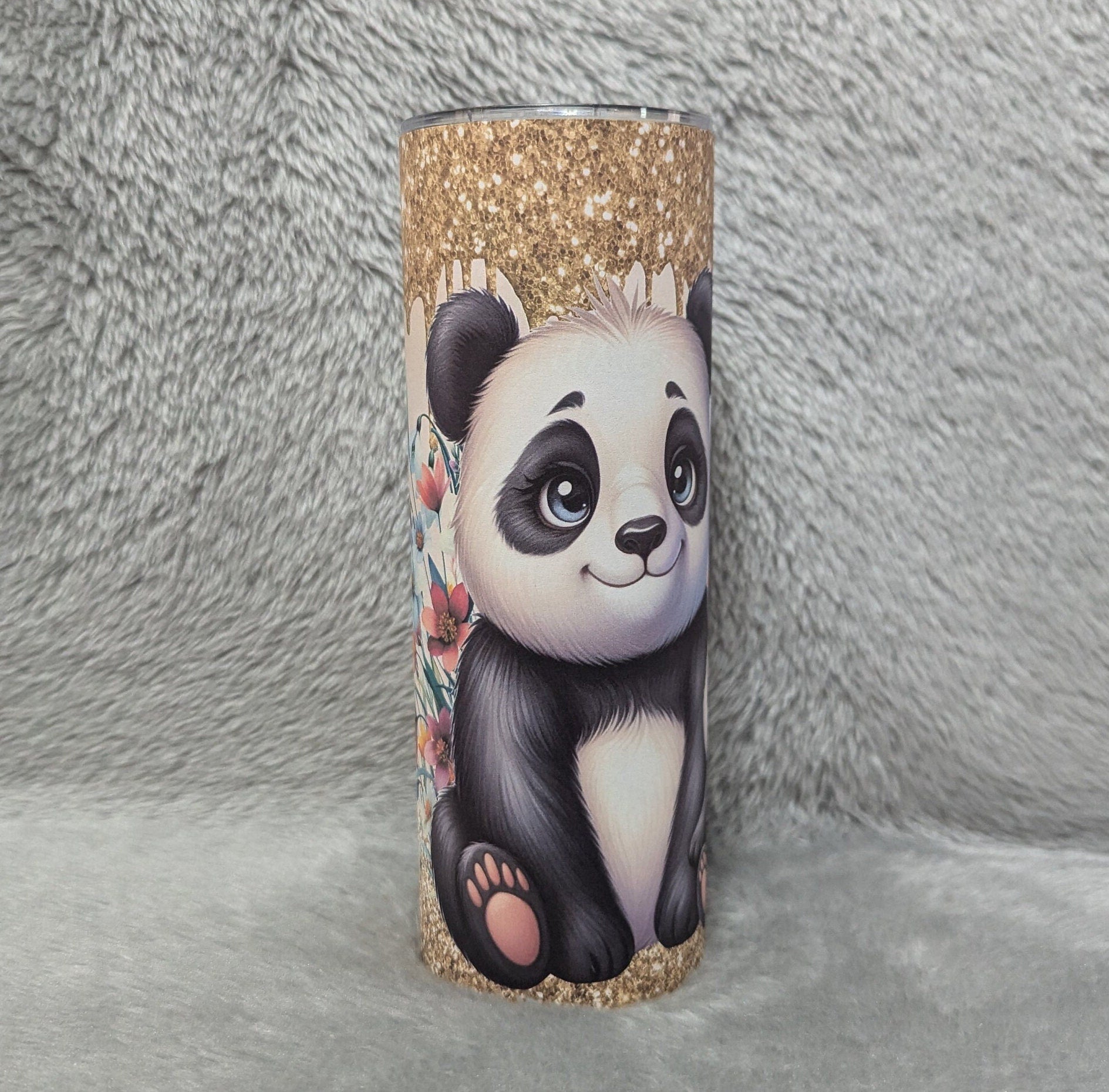 Cute Panda Bear Tumbler Can Be Personalized, Includes A Reusable Straw, 20oz Skinny Tumbler For Everyday Use - Hot Or Cold Drinks