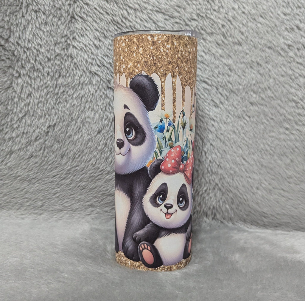 Cute Panda Bear Tumbler Can Be Personalized, Includes A Reusable Straw, 20oz Skinny Tumbler For Everyday Use - Hot Or Cold Drinks