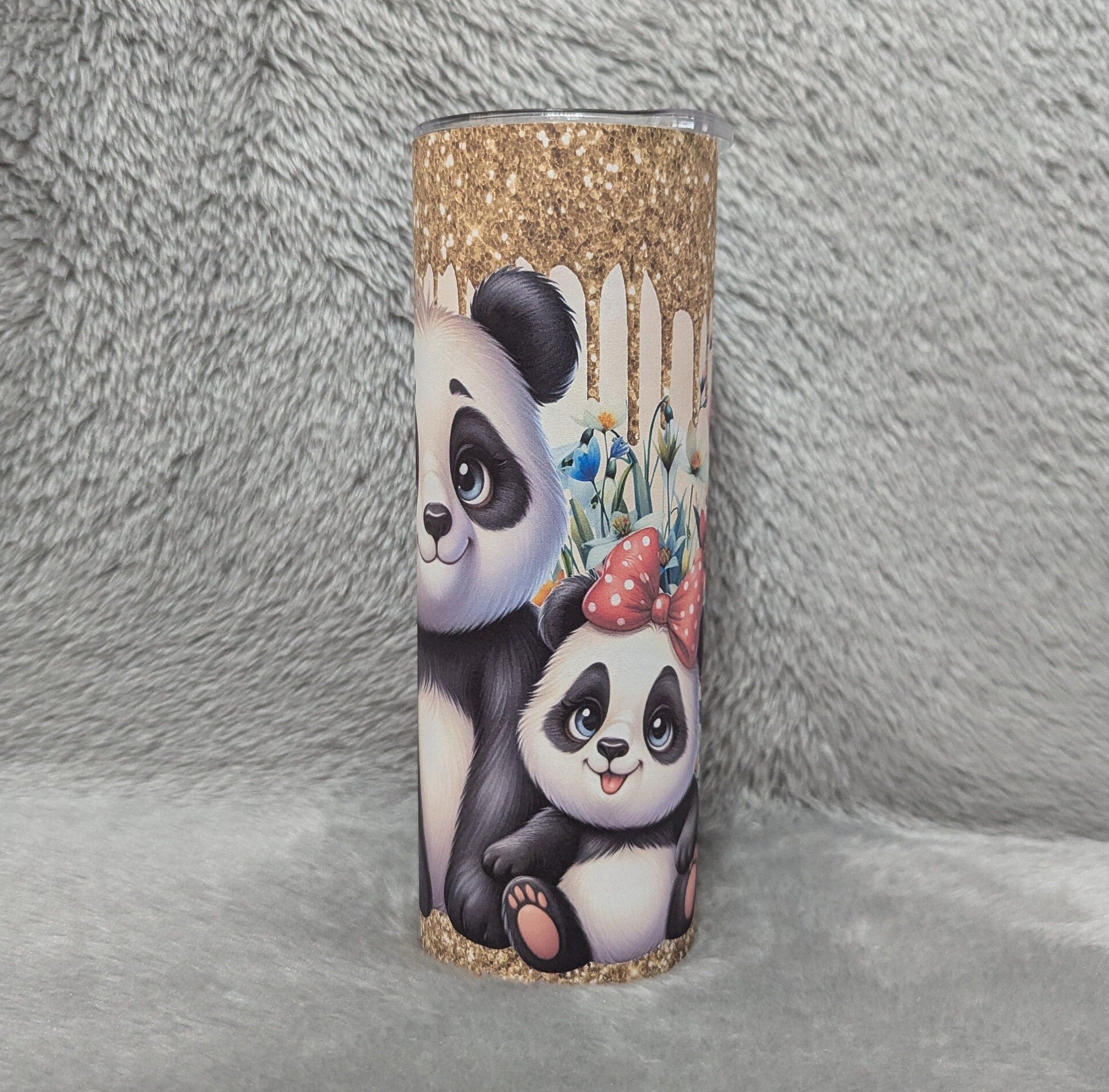Cute Panda Bear Tumbler Can Be Personalized, Includes A Reusable Straw, 20oz Skinny Tumbler For Everyday Use - Hot Or Cold Drinks