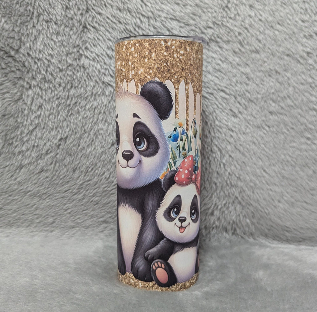 Cute Panda Bear Tumbler Can Be Personalized, Includes A Reusable Straw, 20oz Skinny Tumbler For Everyday Use - Hot Or Cold Drinks