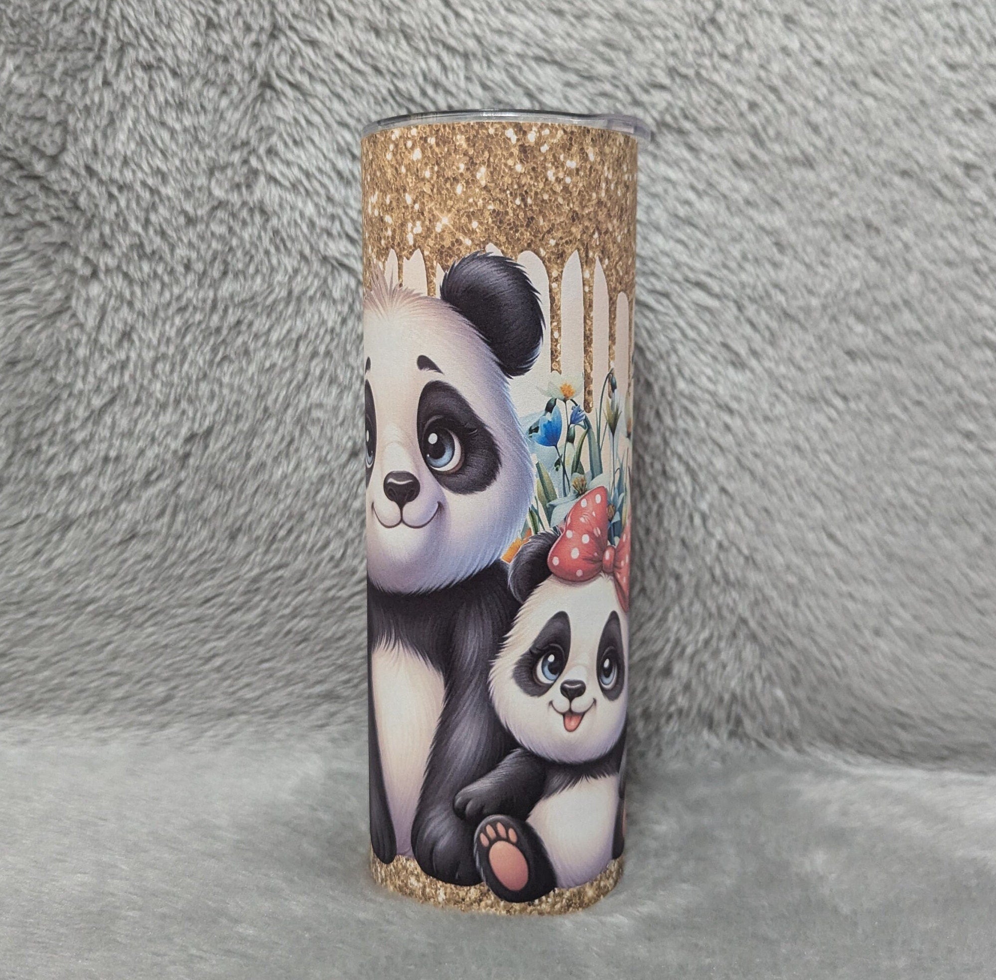 Cute Panda Bear Tumbler Can Be Personalized, Includes A Reusable Straw, 20oz Skinny Tumbler For Everyday Use - Hot Or Cold Drinks