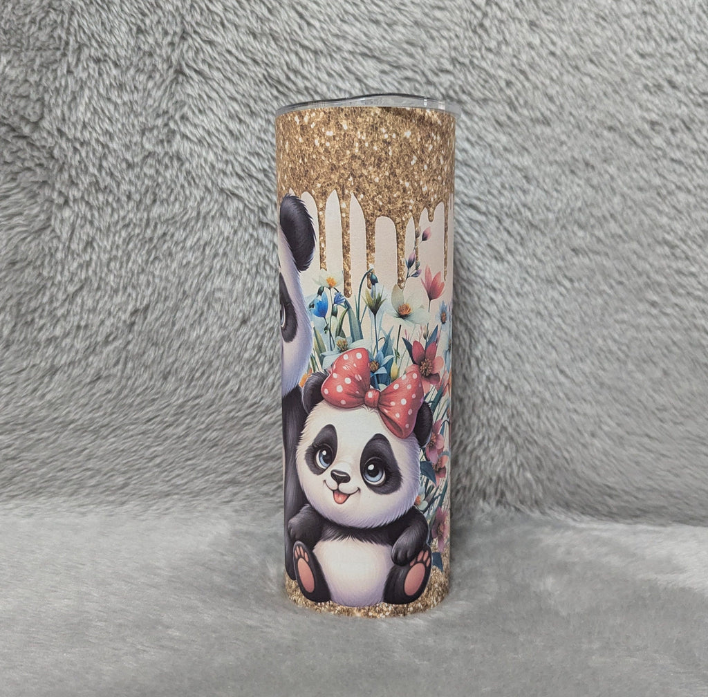Cute Panda Bear Tumbler Can Be Personalized, Includes A Reusable Straw, 20oz Skinny Tumbler For Everyday Use - Hot Or Cold Drinks