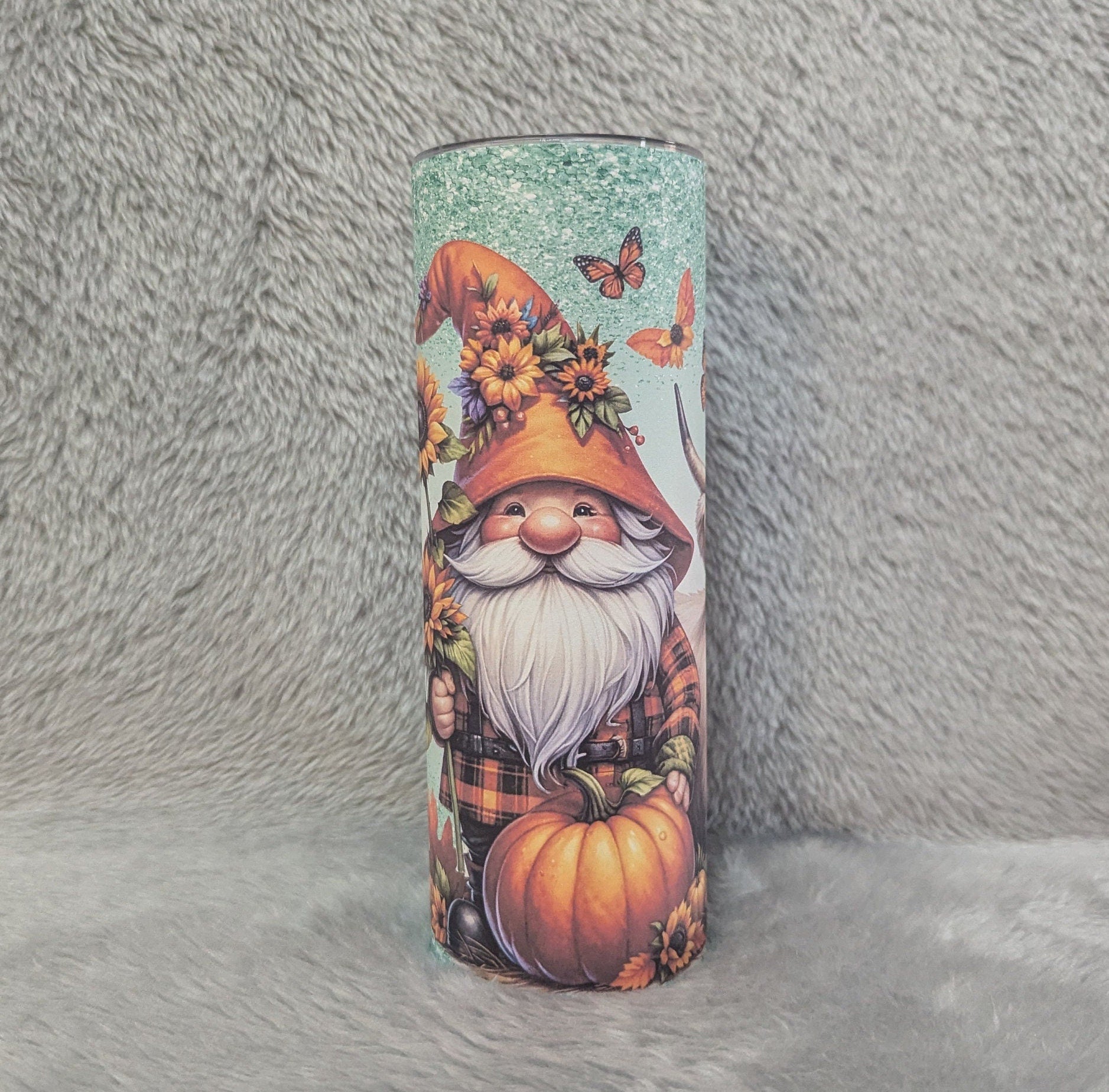 Gnome with Hyland Cow Tumbler Can Be Personalized, 20oz Tumbler With Straw, Gift For Idea, Great For Everyday Use - Hot Or Cold Drinks