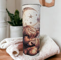 Boho Highland Cow Tumbler With Flowers and Moon Can Be Personalized, 20oz Highland Cow Tumbler, Cow Tumbler, Cow Lovers Gift, Includes Straw