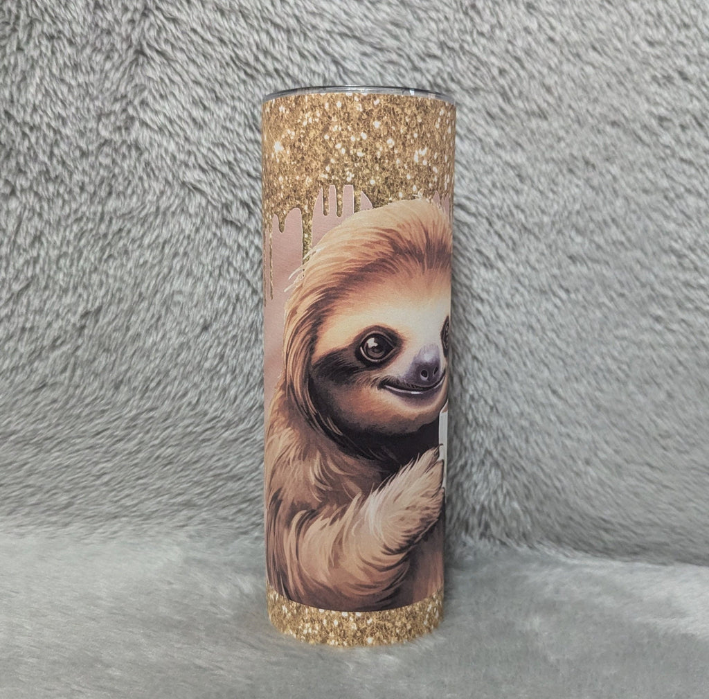 Gotta Have My Coffee Sloth Tumbler With Reusable Straw, Can Be Personalized, Cup With Name, Hot Cold Drinkware For Home Work Or On The Go