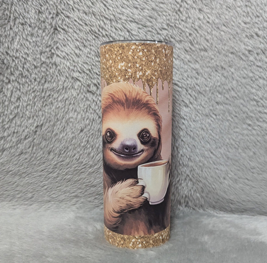 Gotta Have My Coffee Sloth Tumbler With Reusable Straw, Can Be Personalized, Cup With Name, Hot Cold Drinkware For Home Work Or On The Go