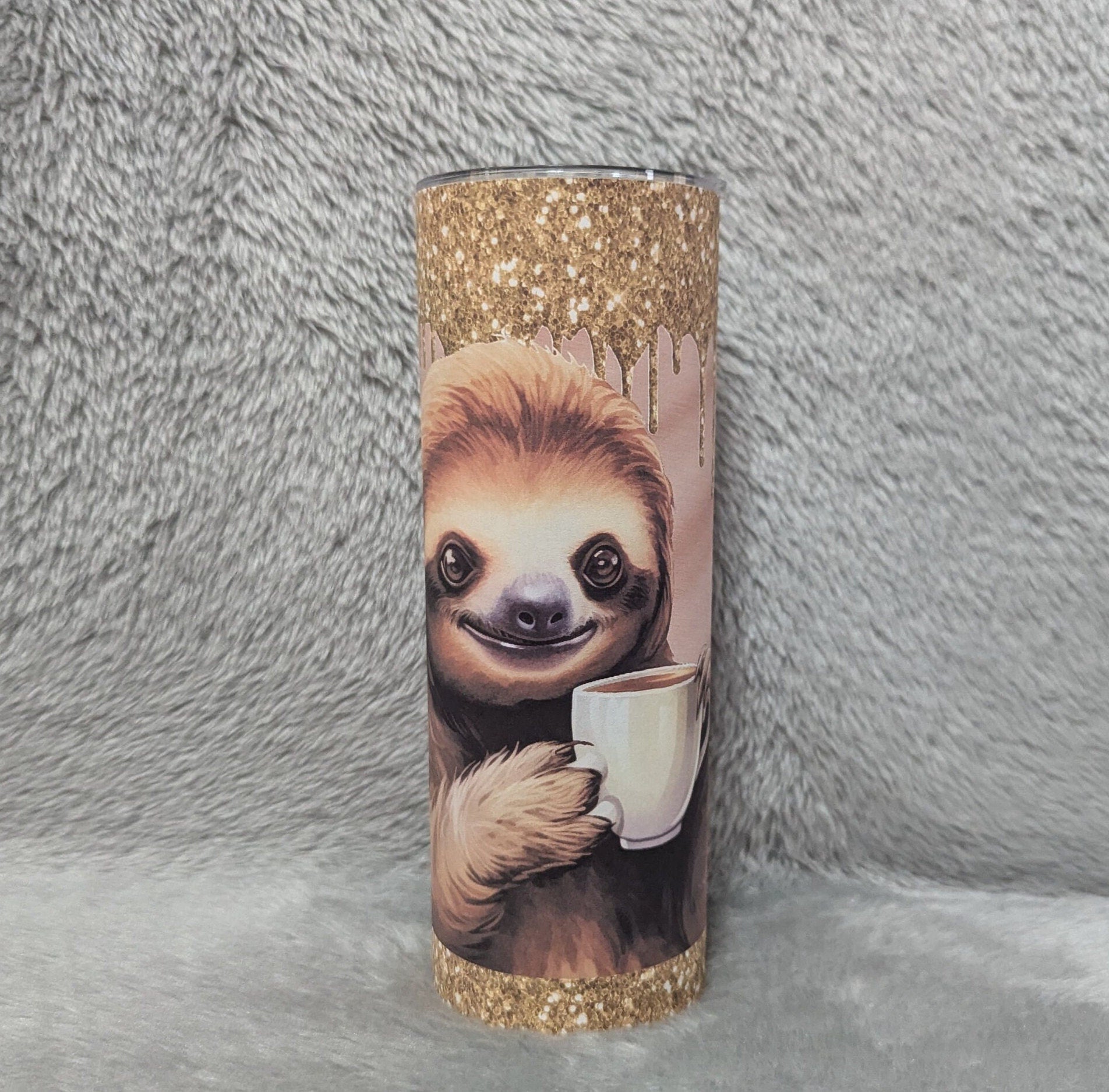 Gotta Have My Coffee Sloth Tumbler With Reusable Straw, Can Be Personalized, Cup With Name, Hot Cold Drinkware For Home Work Or On The Go