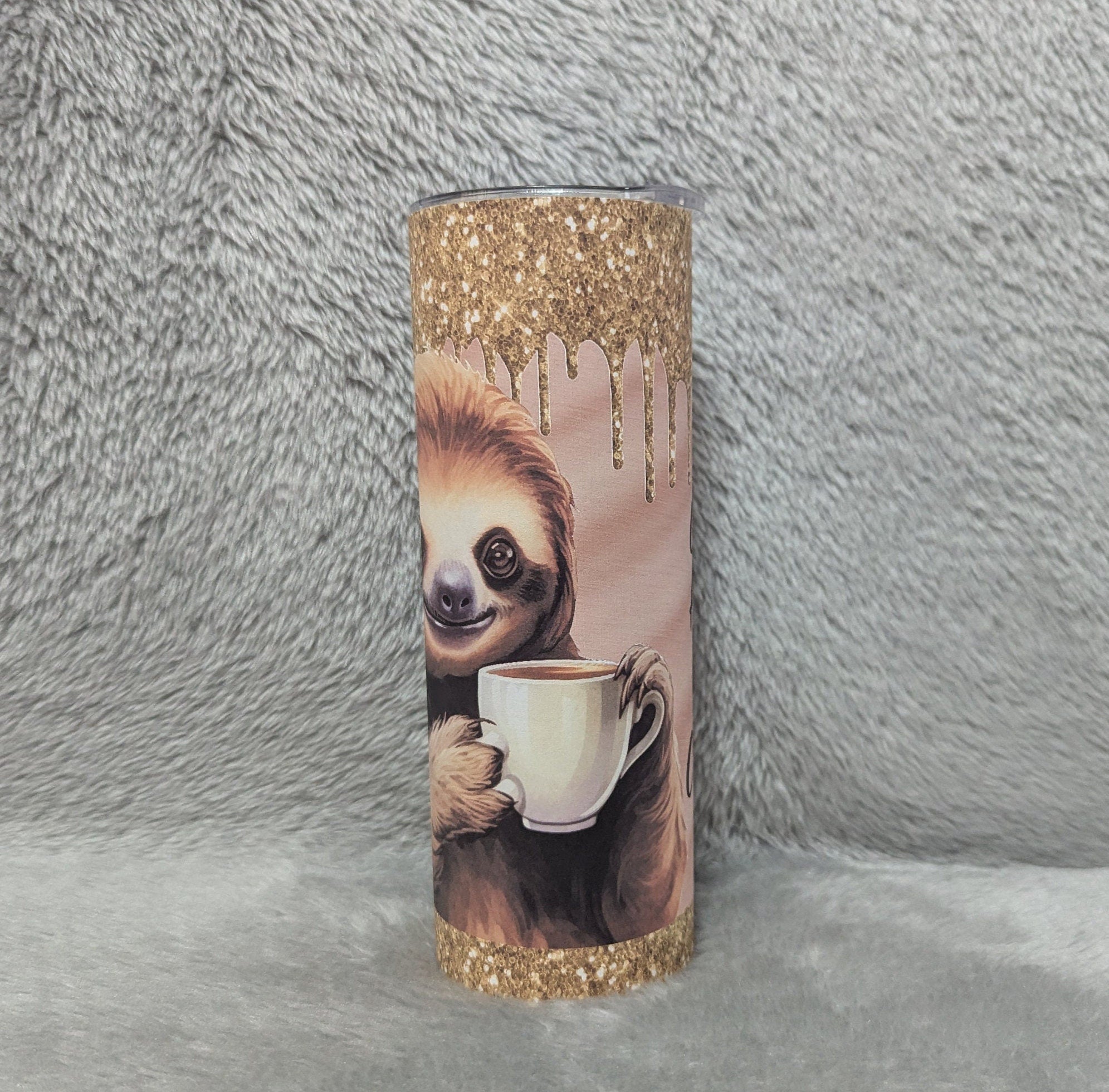 Gotta Have My Coffee Sloth Tumbler With Reusable Straw, Can Be Personalized, Cup With Name, Hot Cold Drinkware For Home Work Or On The Go