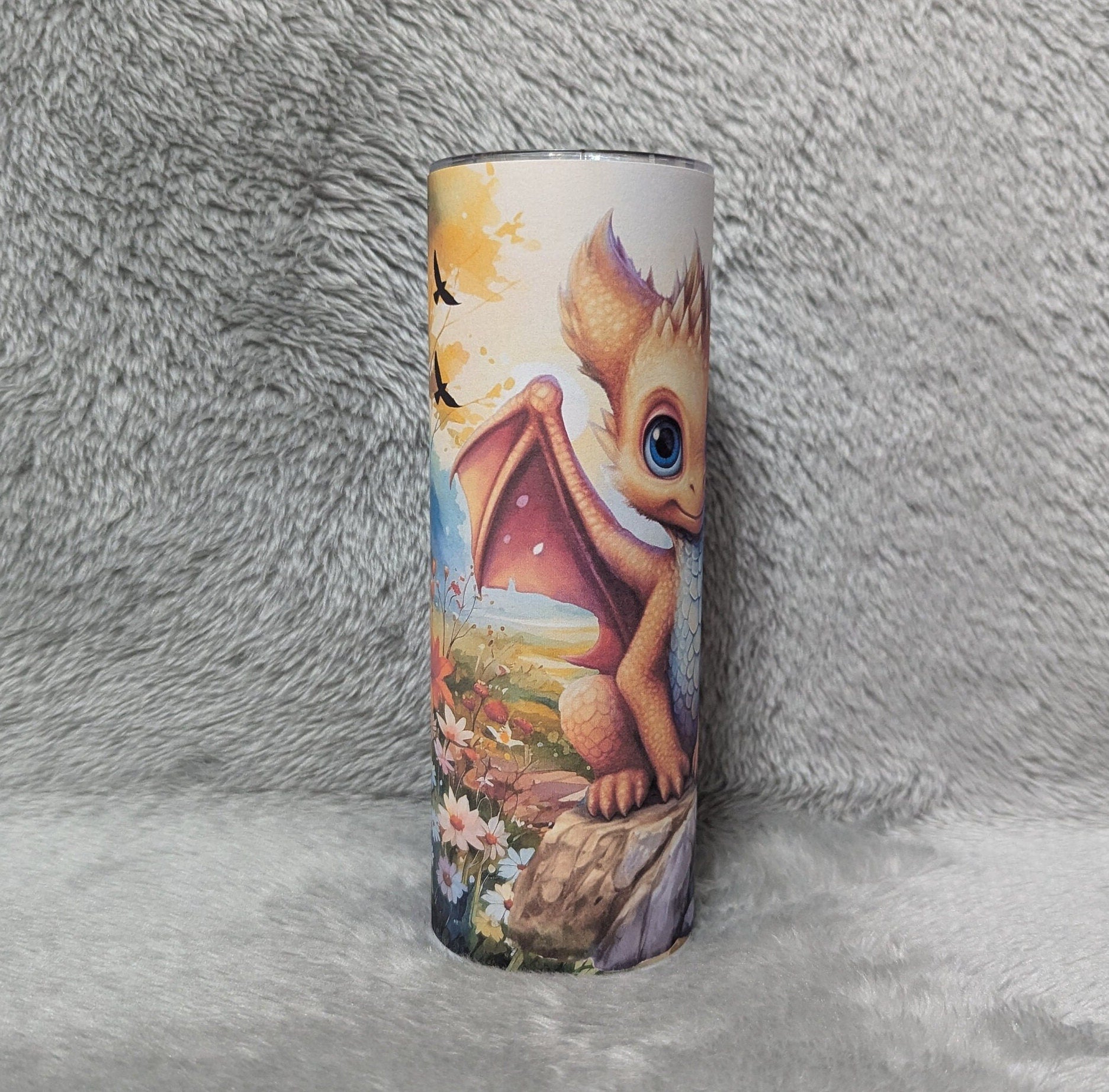 Cute Dragon Tumbler with Reusable Straw - Can Be Personalized, Dragon Cup With Name, Dragon Lover Gift, 20oz Tumbler