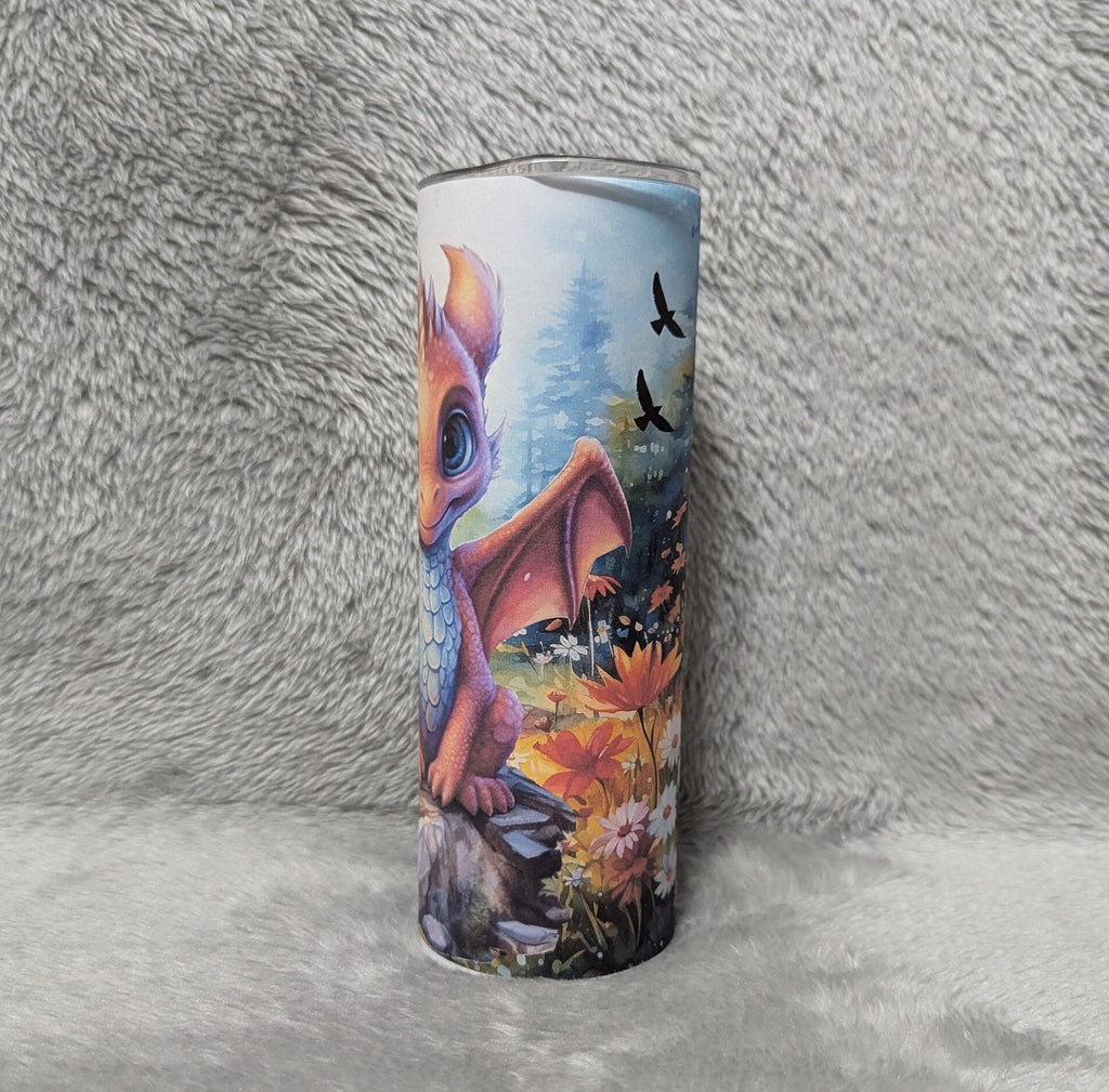 Cute Dragon Tumbler with Reusable Straw - Can Be Personalized, Dragon Cup With Name, Dragon Lover Gift, 20oz Tumbler