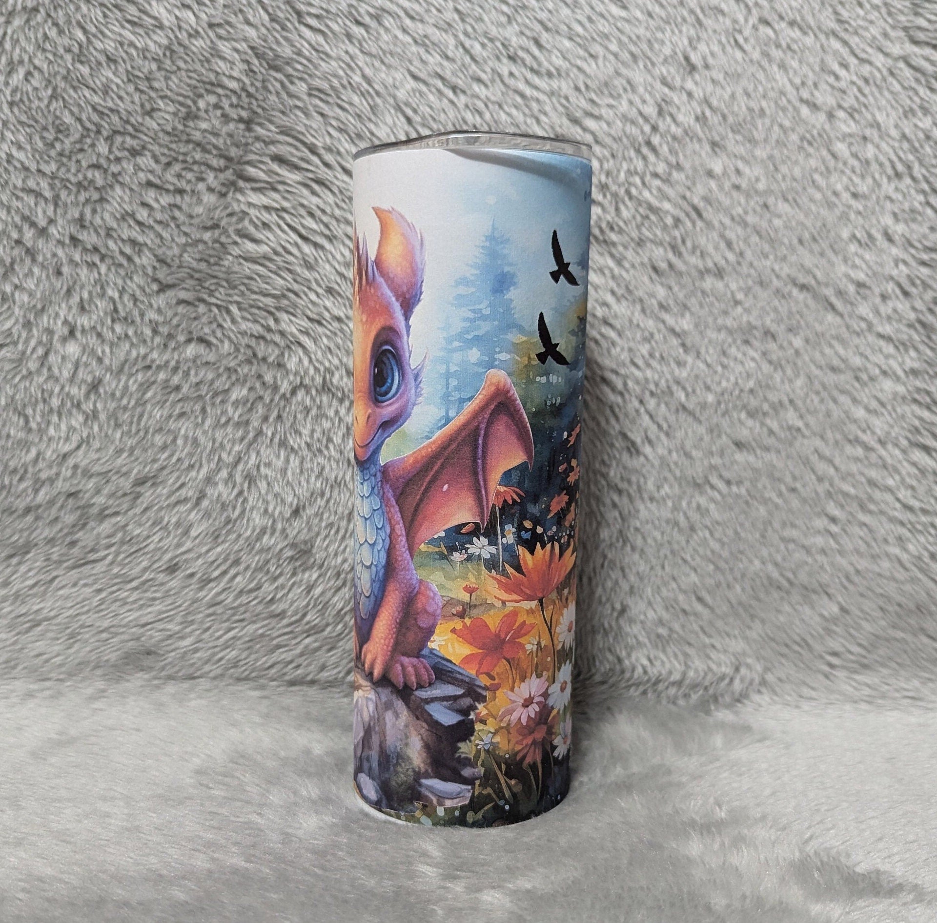 Cute Dragon Tumbler with Reusable Straw - Can Be Personalized, Dragon Cup With Name, Dragon Lover Gift, 20oz Tumbler