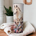 Pretty Horse Tumbler With Flowers Can Be Personalized, Horse Cup With Name, Horse Lover Gift,  Hot Cold Drinkware