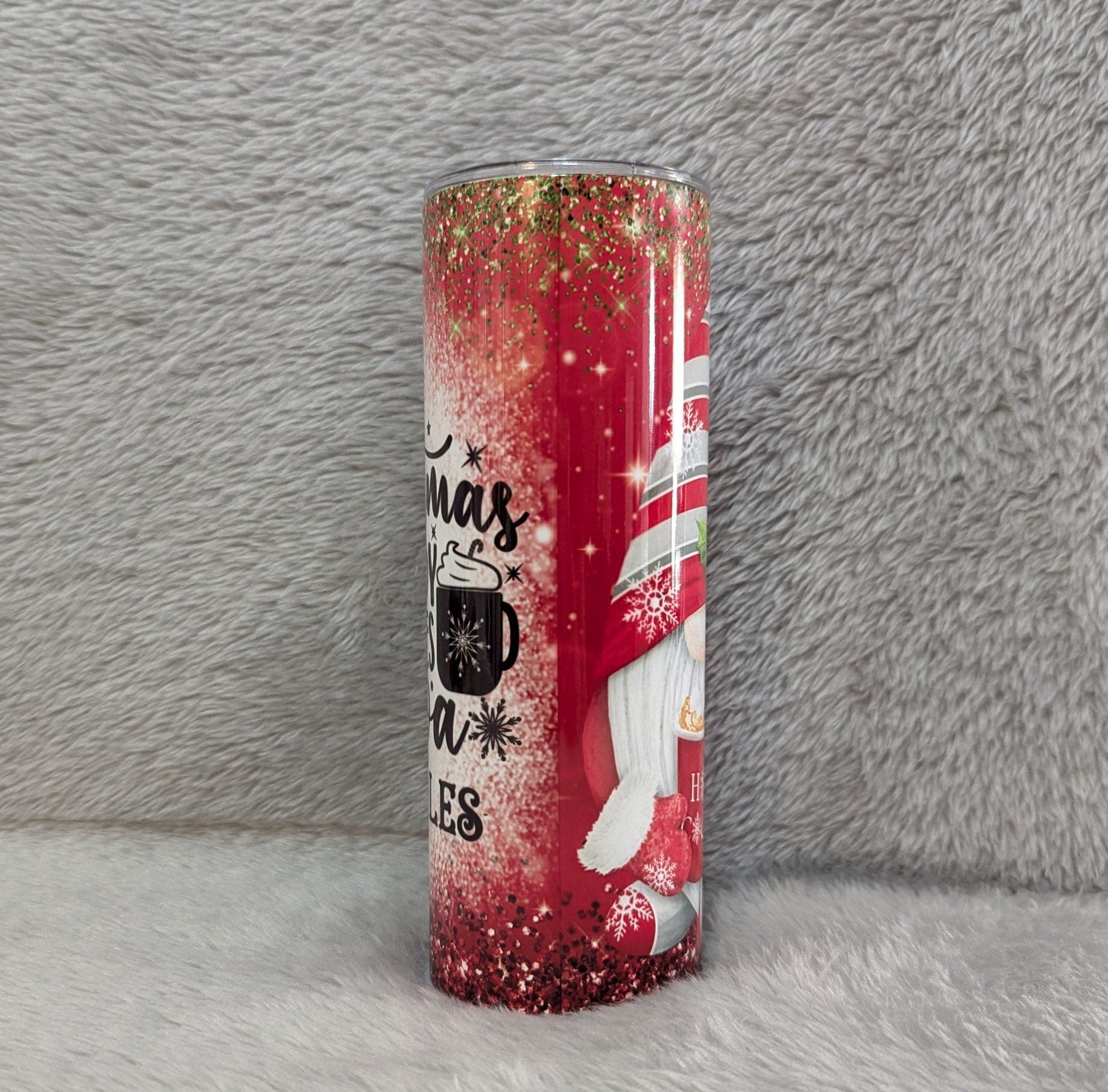 Christmas Candy Canes Cocoa and Cuddles Gnome Tumbler, Christmas Gnome Cup, Christmas Gnome Tumbler, Winter Tumbler, Christmas Gnome