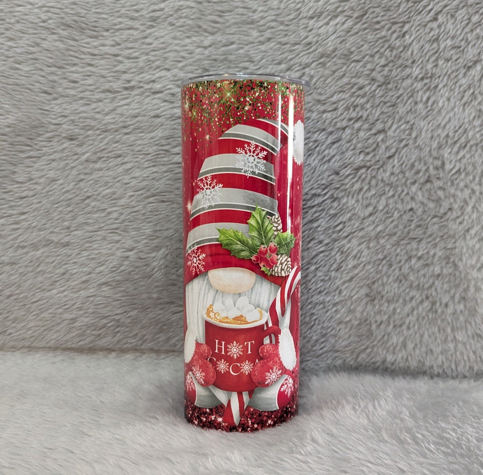 Christmas Candy Canes Cocoa and Cuddles Gnome Tumbler, Christmas Gnome Cup, Christmas Gnome Tumbler, Winter Tumbler, Christmas Gnome