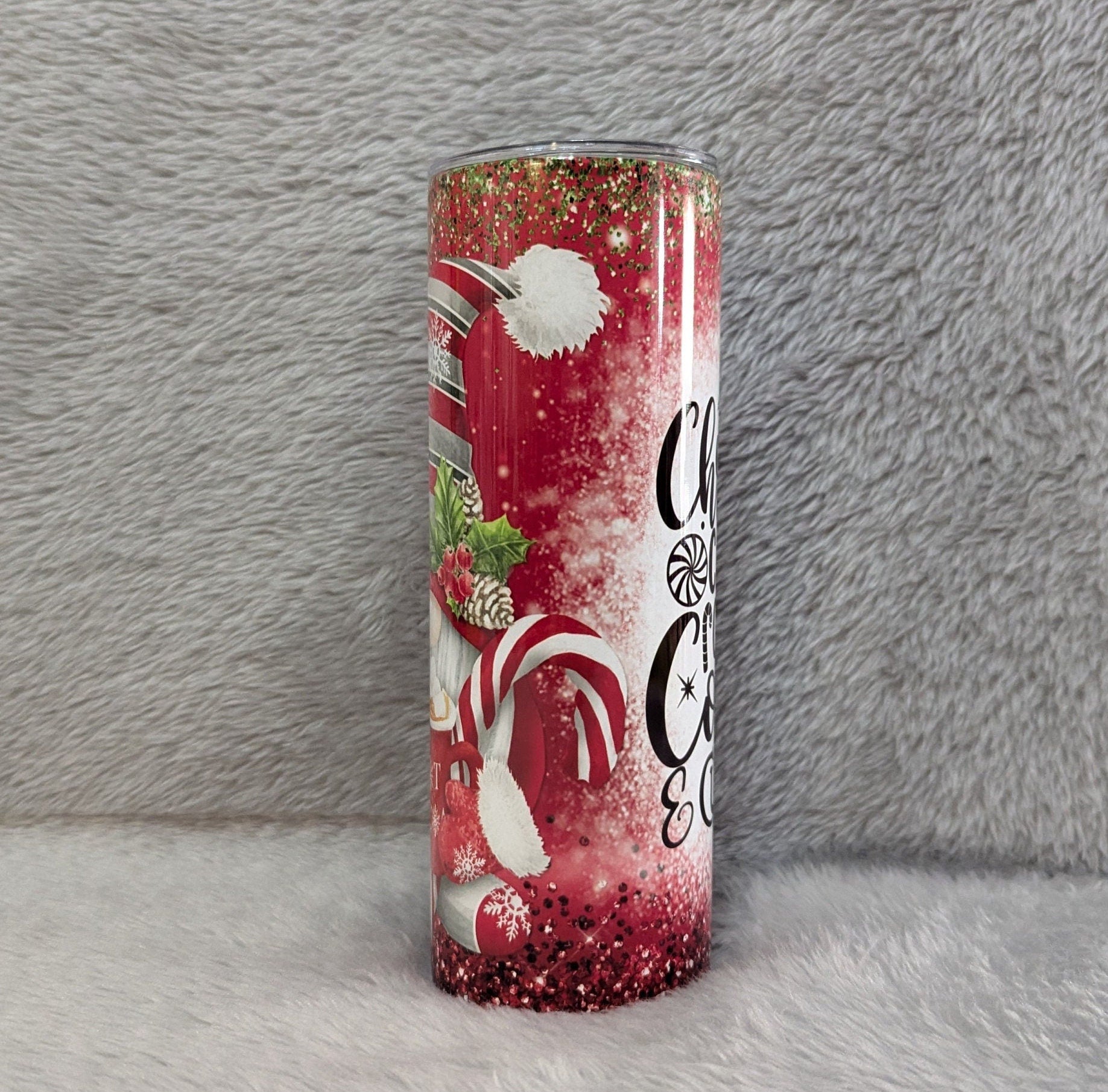 Christmas Candy Canes Cocoa and Cuddles Gnome Tumbler, Christmas Gnome Cup, Christmas Gnome Tumbler, Winter Tumbler, Christmas Gnome