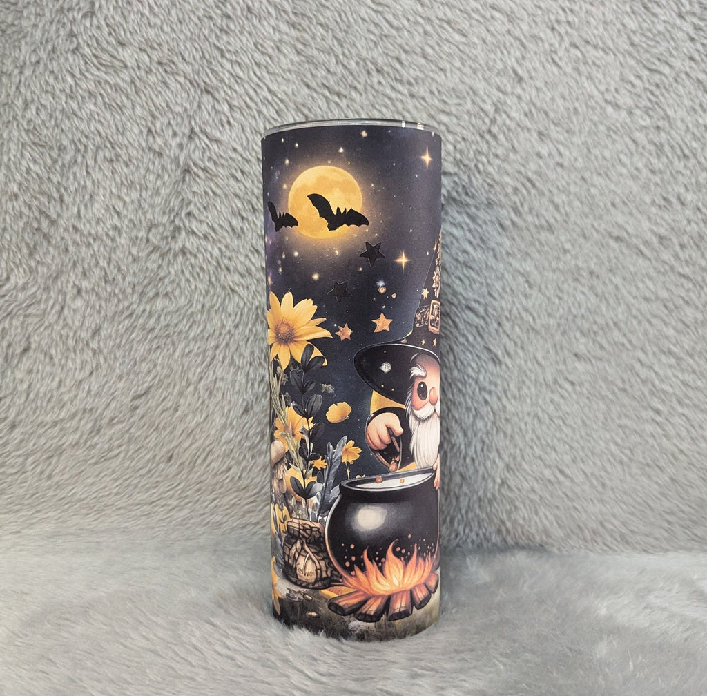 Wizard Gnome Tumbler Can Be Personalized, Wizard Gnome Cup, Halloween Tumbler, 20oz Tumbler With Reusable Straw For Hot Or Cold Drinks