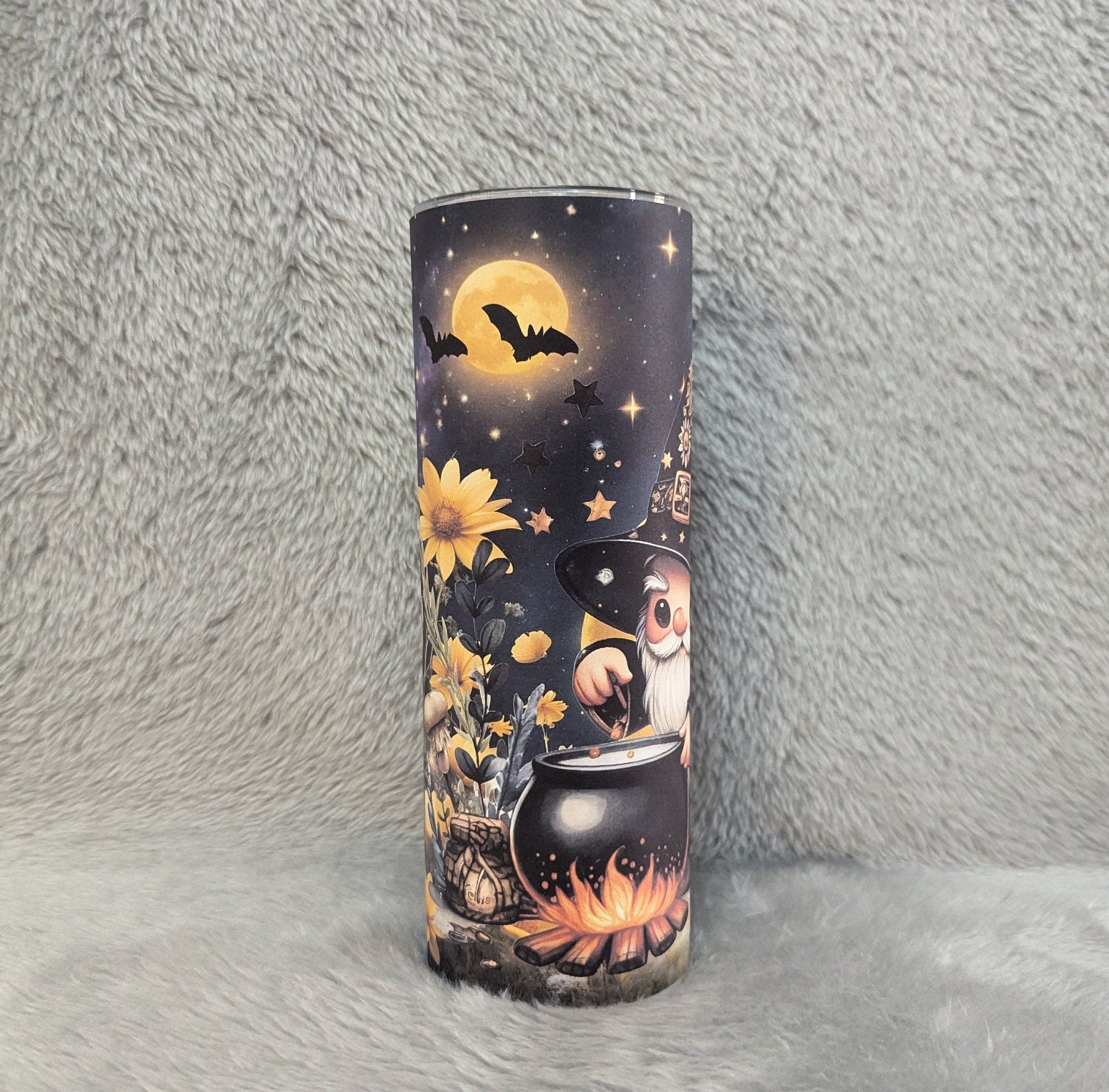 Wizard Gnome Tumbler Can Be Personalized, Wizard Gnome Cup, Halloween Tumbler, 20oz Tumbler With Reusable Straw For Hot Or Cold Drinks