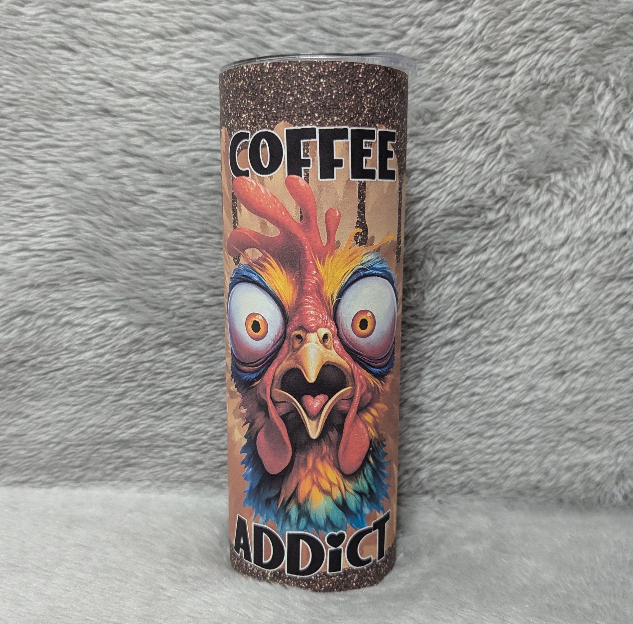 Coffee Addict Chicken Tumbler Can Be Personalized, Coffee Lover Gift, Chicken Lover Gift, Hot Or Cold Drinkware, Includes A Reusable Straw