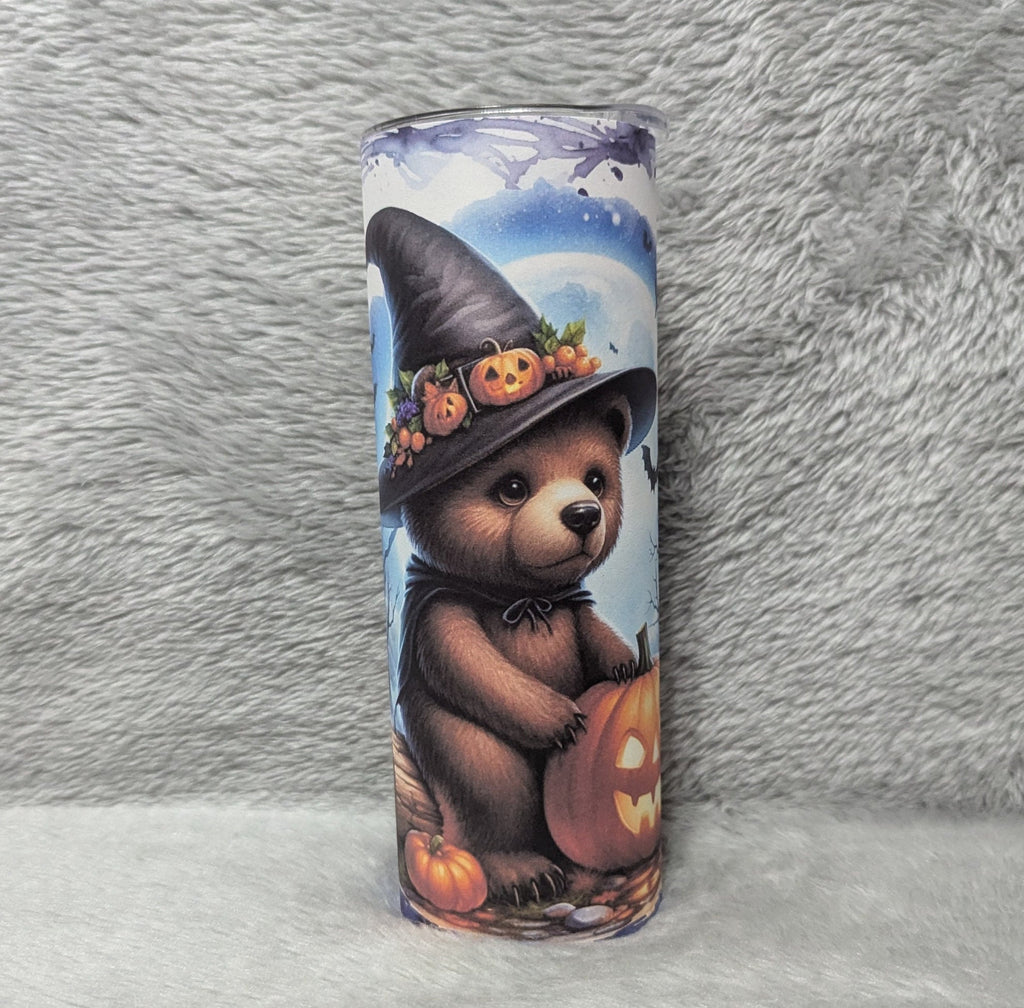 Cute Halloween Bear Tumbler Can Be Personalized, Halloween Gift, 20oz Tumbler With Straw, Halloween Party Gift, Hot Or Cold Drinks