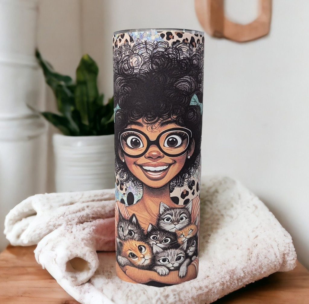 Crazy Cat Lady 20oz With Reusable Straw, Can Be Personalized