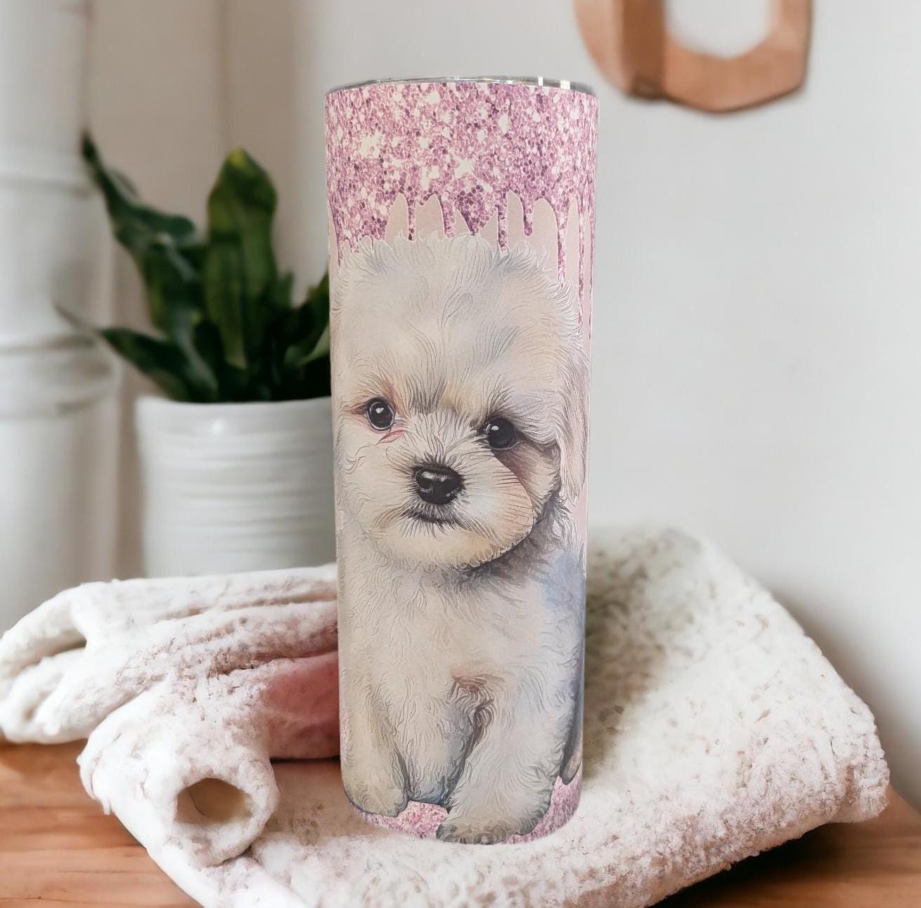 Maltese Poodle Tumbler That Can Be Personalized Includes A Straw, Dog Cup With Name, Dog Lover Tumbler, Dog Lover Gift, Hot Or Cold Drinks