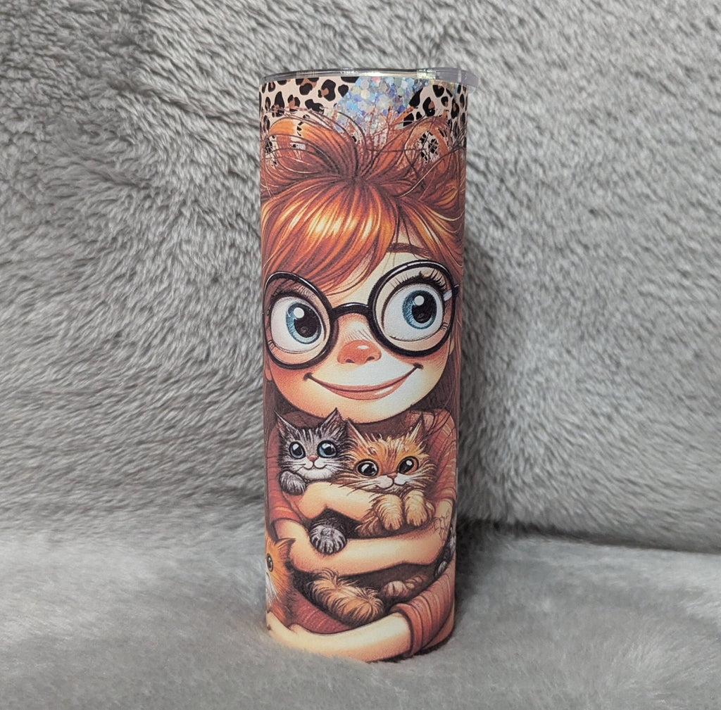 Crazy Cat Lady Tumbler 20oz With Reusable Straw, Can Be Personalized