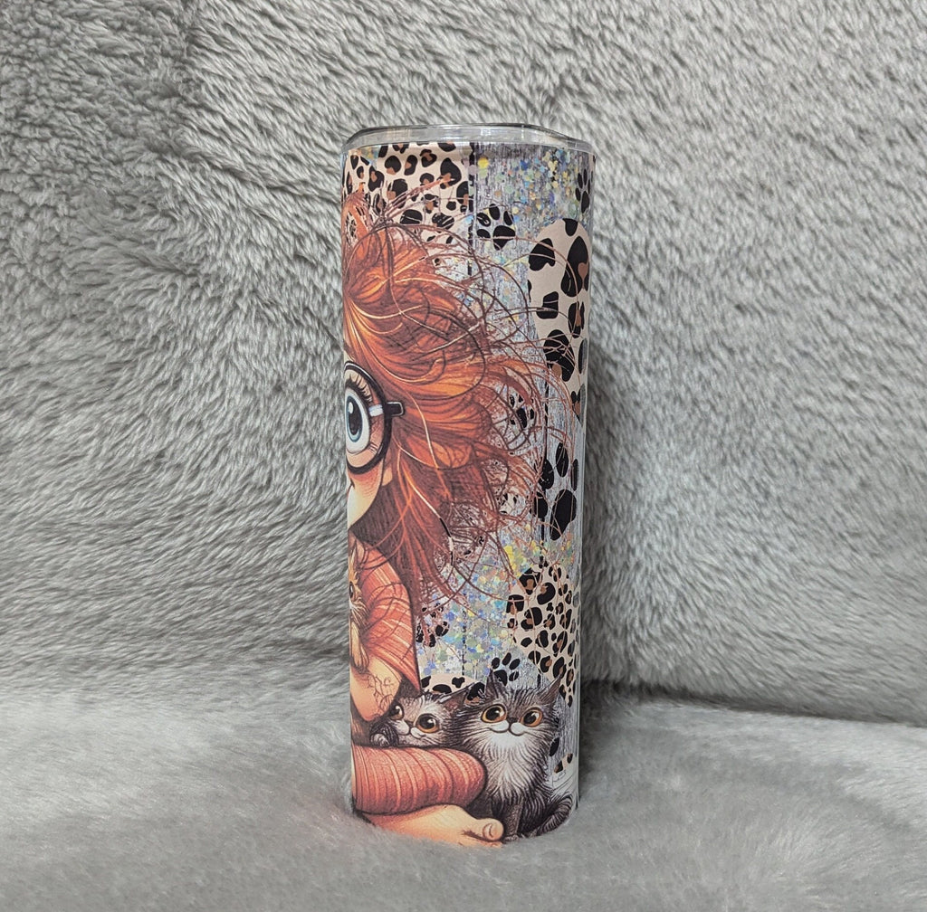 Crazy Cat Lady Tumbler 20oz With Reusable Straw, Can Be Personalized