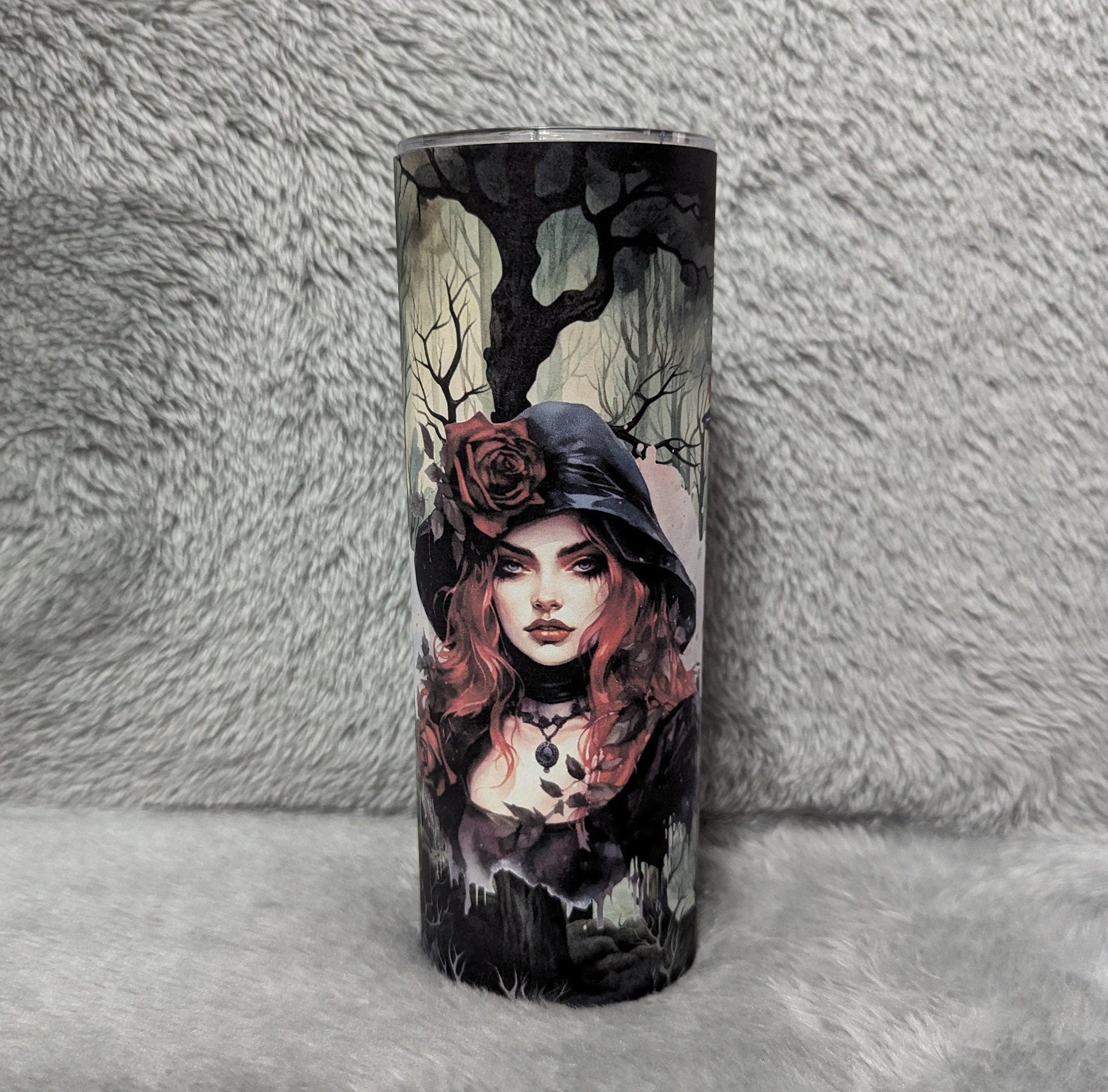 Halloween Girl Tumbler Can Be Personalized, For Hot Or Cold Drinks, 20oz Gothic Halloween Tumbler with Reusable Straw - Everyday Use