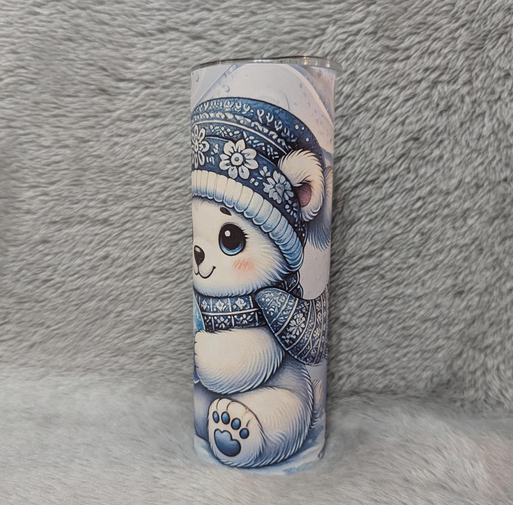 Winter Polar Bear Tumbler Can Be Personalized, Hot Or Cold Drinks, Bear Cup With Name, Polar Bear Cup, Bear Gifts, Polar Bear Gifts