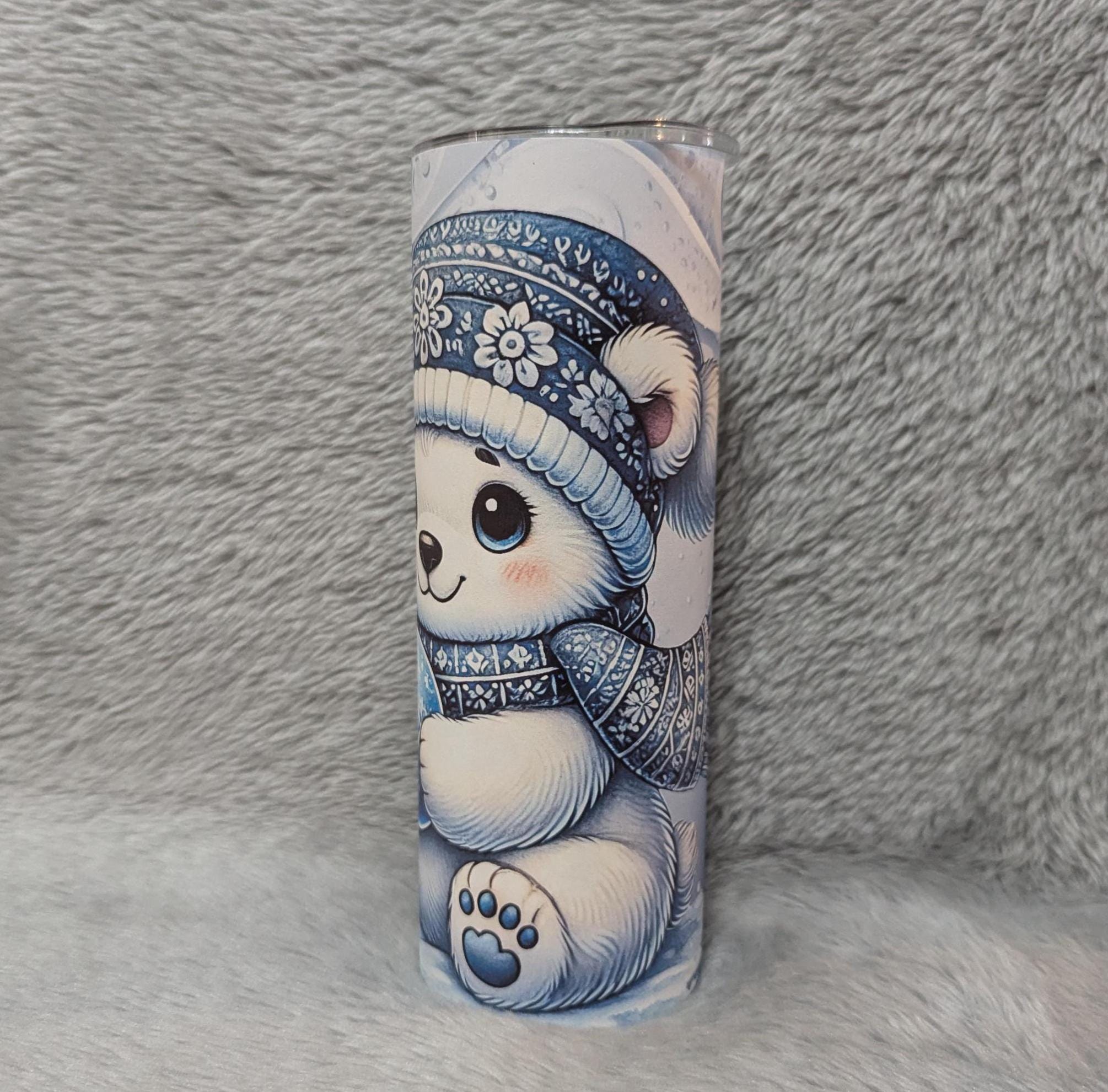 Winter Polar Bear Tumbler Can Be Personalized, Hot Or Cold Drinks, Bear Cup With Name, Polar Bear Cup, Bear Gifts, Polar Bear Gifts