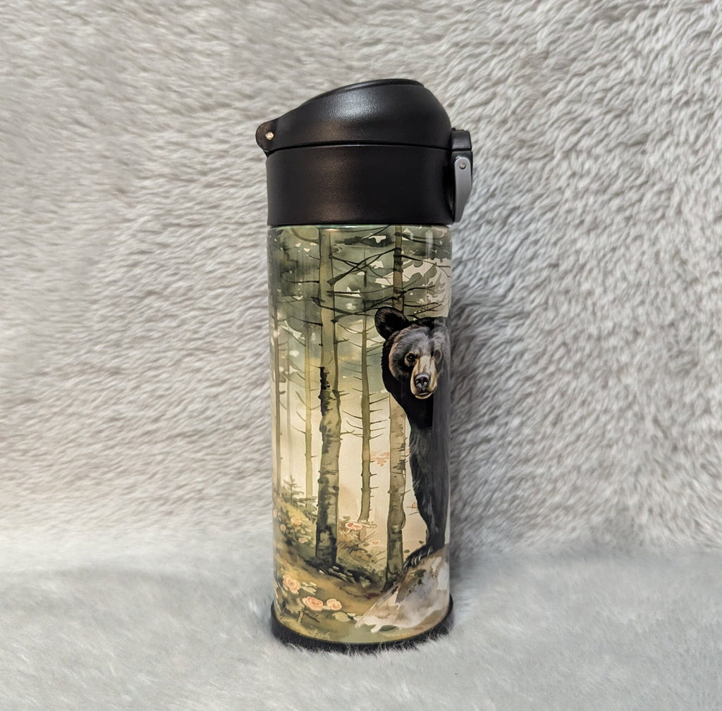 Kids Bear Water Bottle 12oz With Reusable Straw Can Be Personalized