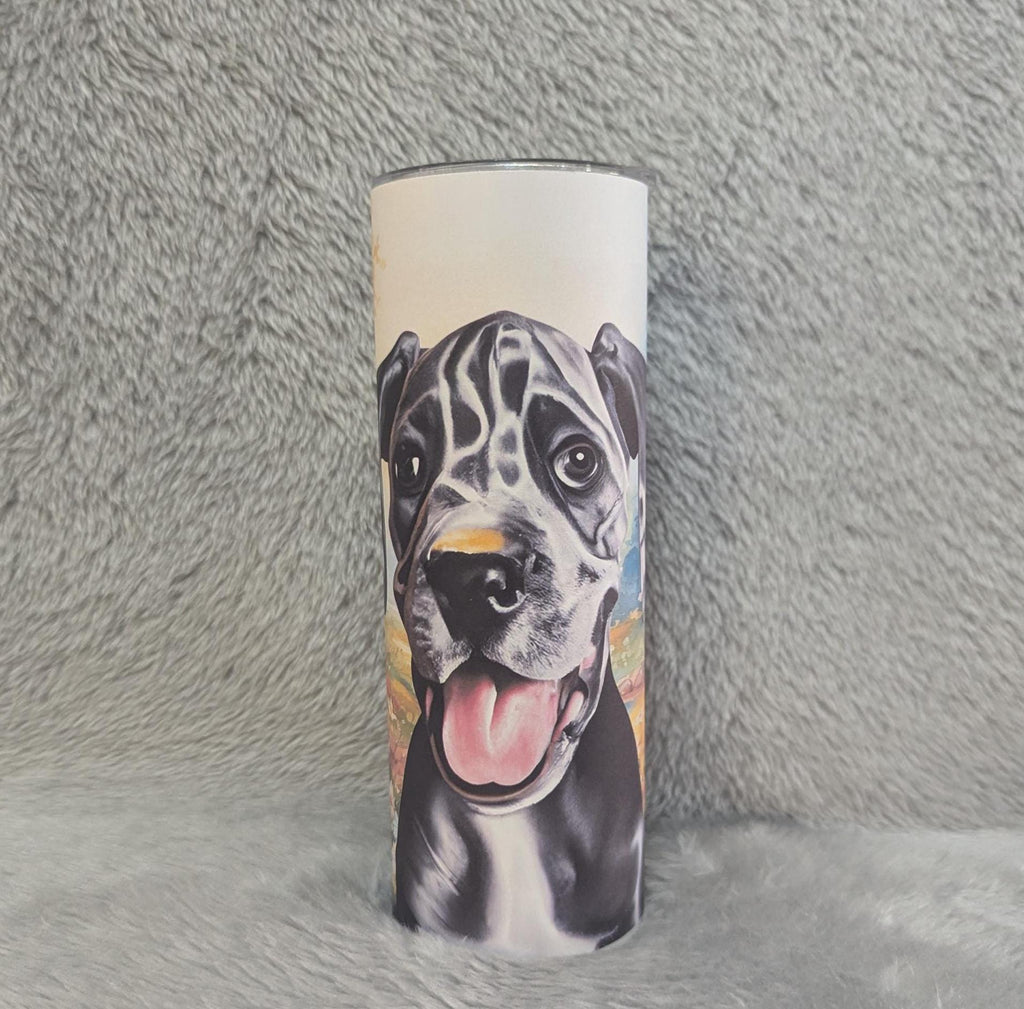 Great Dane Puppy Tumbler 20oz With Reusable Straw, Can Be Personalized