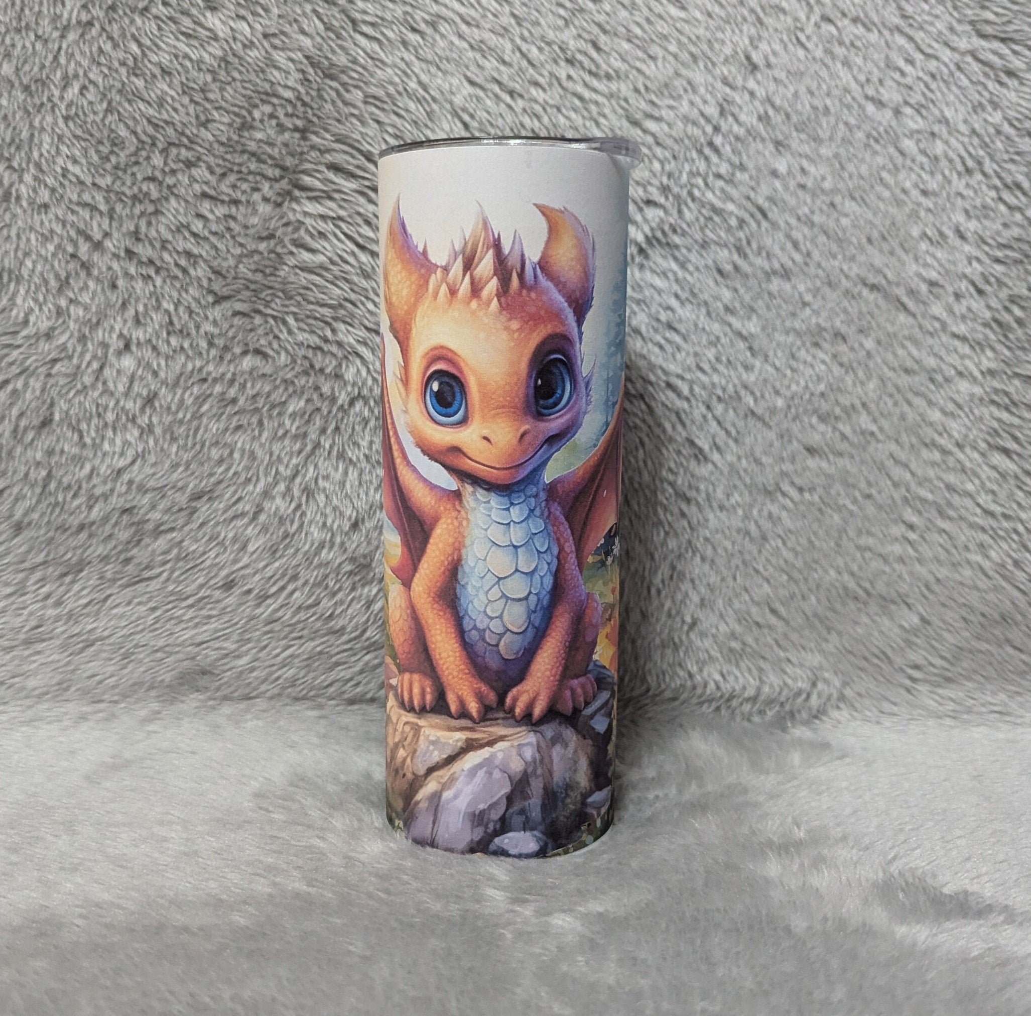Cute Dragon Tumbler with Reusable Straw - Can Be Personalized, Dragon Cup With Name, Dragon Lover Gift, 20oz Tumbler
