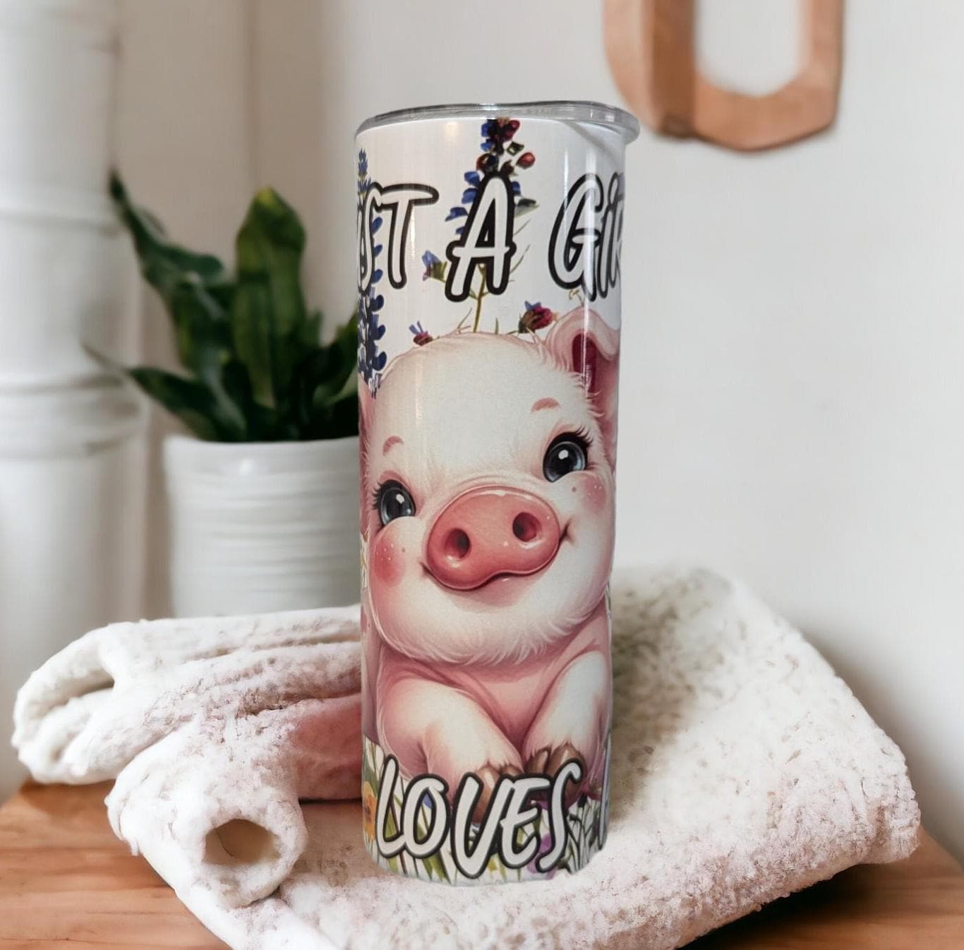 Just A Girl Who Loves Pigs Tumbler Can Be Personalized, Pig Lover Gift, Cup With Name, 20oz Tumbler With Reusable Straw, Hot Or Cold Drinks