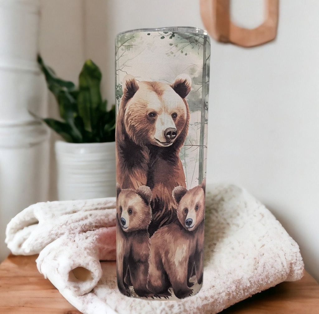 Brown Bear Tumbler Can Be Personalized, Great Gift For Any Bear Lover, 20oz Tumbler With Straw - Hot Or Cold Drinks