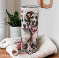 Cute Pitbull and Heart Design Tumbler 20oz With Reusable Straw, Can Be Personalized