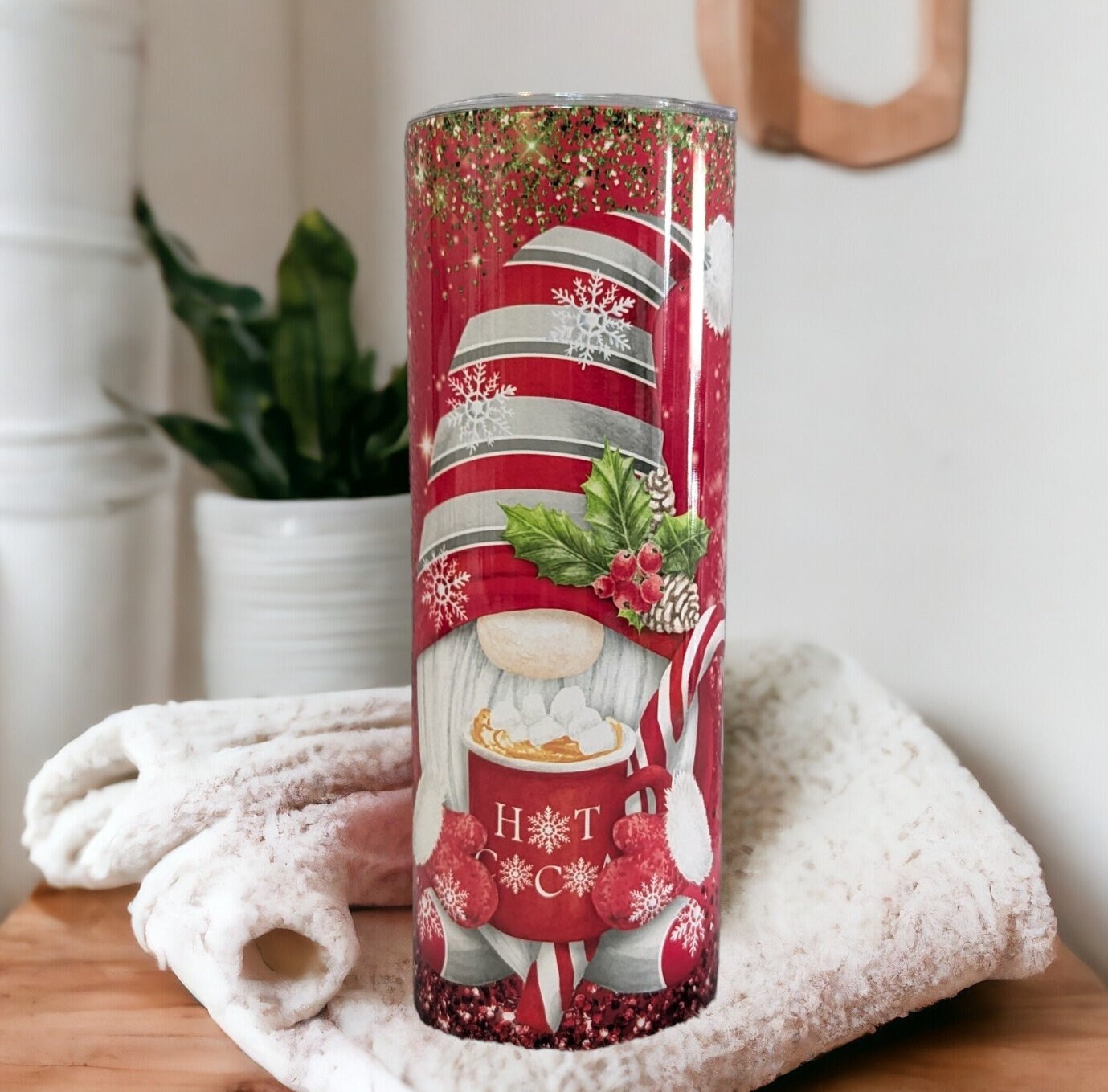Christmas Candy Canes Cocoa and Cuddles Gnome Tumbler, Christmas Gnome Cup, Christmas Gnome Tumbler, Winter Tumbler, Christmas Gnome