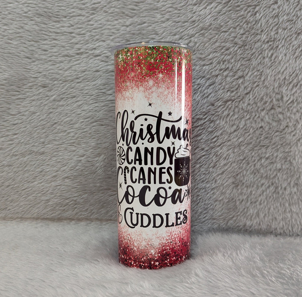 Christmas Candy Canes Cocoa and Cuddles Gnome Tumbler, Christmas Gnome Cup, Christmas Gnome Tumbler, Winter Tumbler, Christmas Gnome
