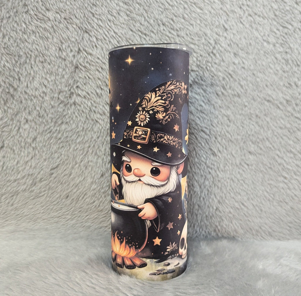 Wizard Gnome Tumbler Can Be Personalized, Wizard Gnome Cup, Halloween Tumbler, 20oz Tumbler With Reusable Straw For Hot Or Cold Drinks
