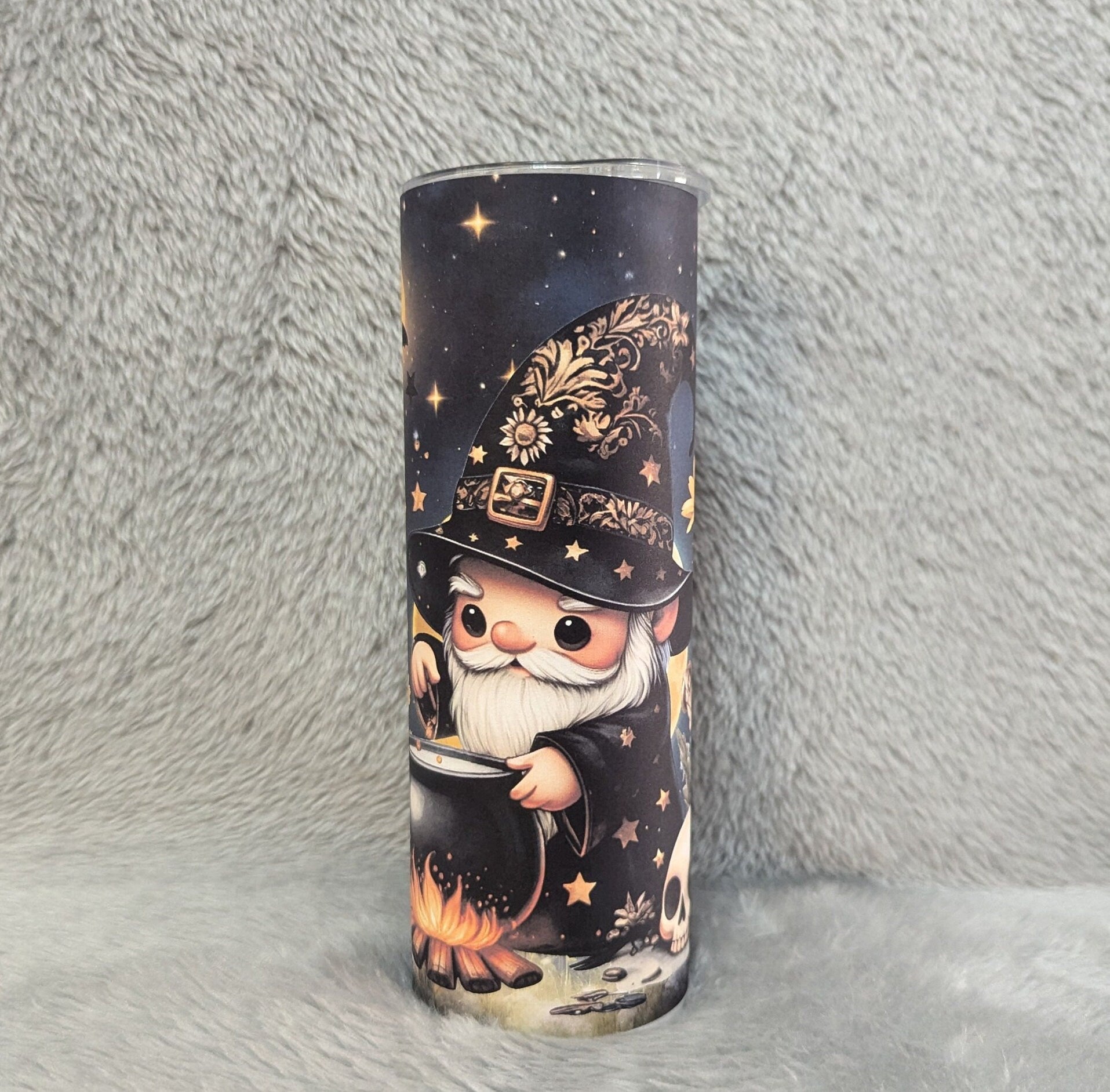 Wizard Gnome Tumbler Can Be Personalized, Wizard Gnome Cup, Halloween Tumbler, 20oz Tumbler With Reusable Straw For Hot Or Cold Drinks