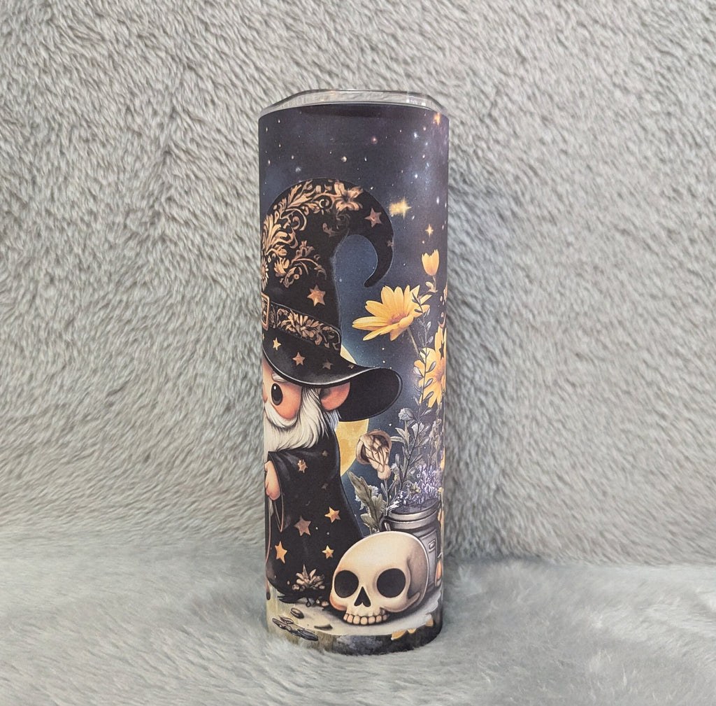 Wizard Gnome Tumbler Can Be Personalized, Wizard Gnome Cup, Halloween Tumbler, 20oz Tumbler With Reusable Straw For Hot Or Cold Drinks