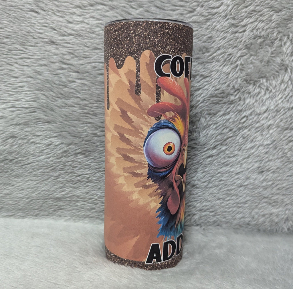 Coffee Addict Chicken Tumbler Can Be Personalized, Coffee Lover Gift, Chicken Lover Gift, Hot Or Cold Drinkware, Includes A Reusable Straw