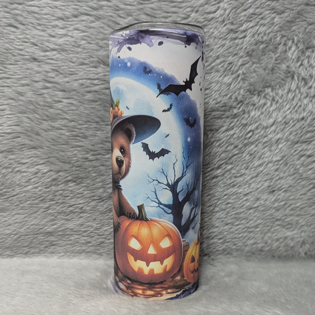 Cute Halloween Bear Tumbler Can Be Personalized, Halloween Gift, 20oz Tumbler With Straw, Halloween Party Gift, Hot Or Cold Drinks
