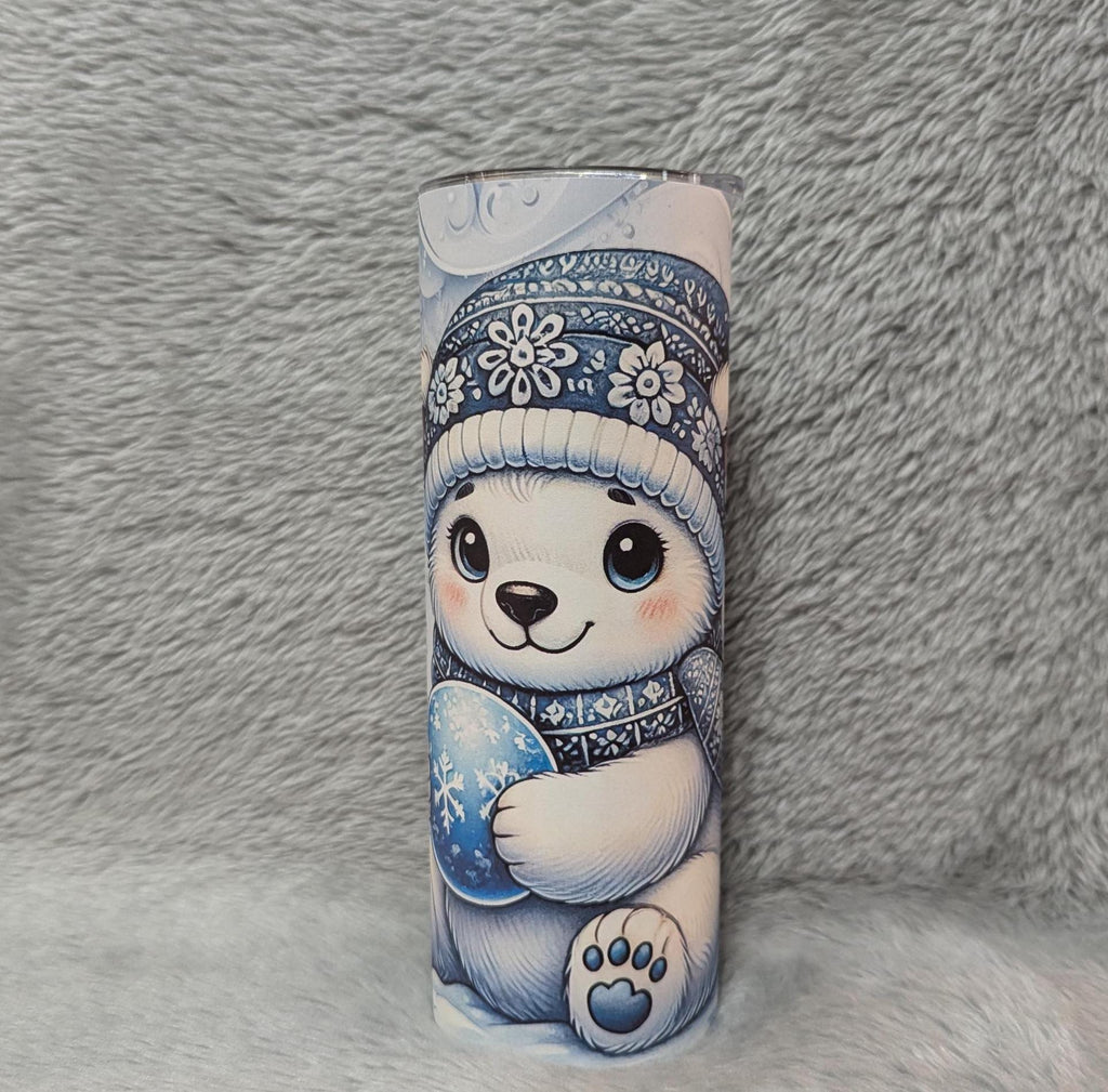 Winter Polar Bear Tumbler Can Be Personalized, Hot Or Cold Drinks, Bear Cup With Name, Polar Bear Cup, Bear Gifts, Polar Bear Gifts