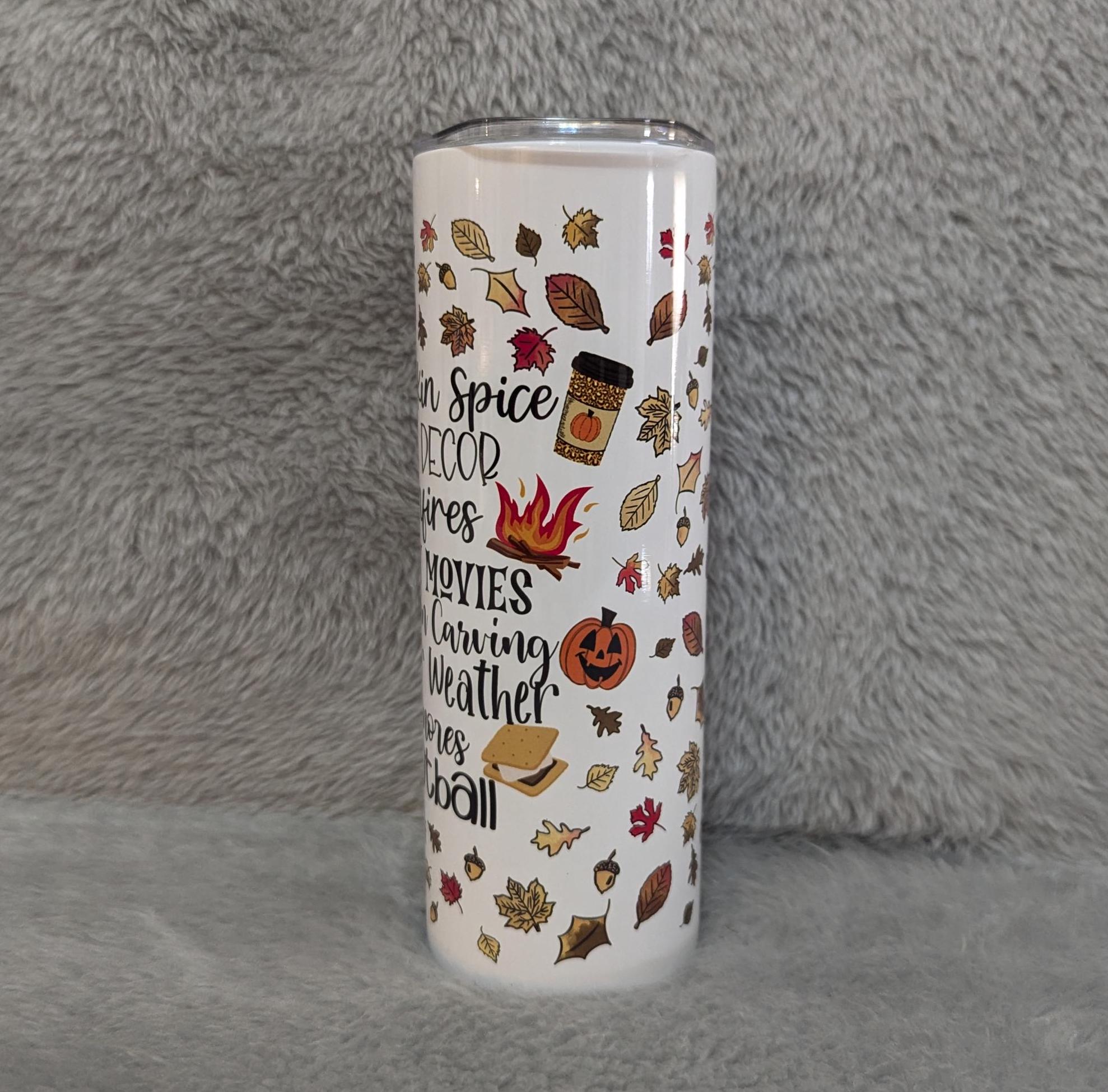 Pumpkin Spice Fall Tumbler 20oz With Reusable Straw