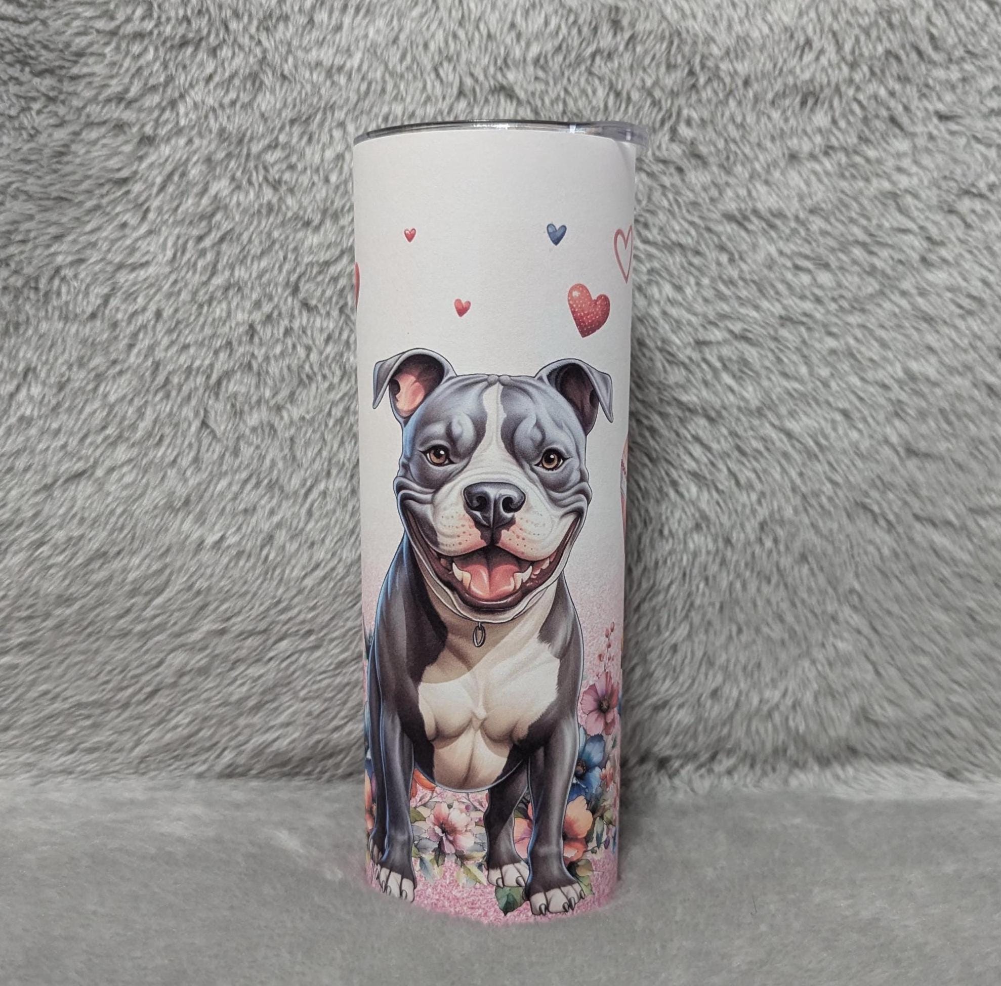 Pitbull Tumbler With A Glitter Design 20oz With Reusable Straw, Can Be Personalized