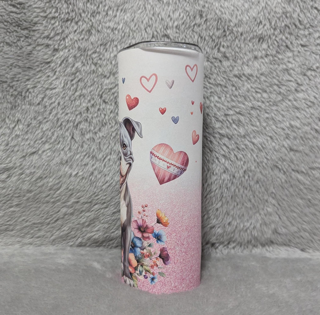 Pitbull Tumbler With A Glitter Design 20oz With Reusable Straw, Can Be Personalized