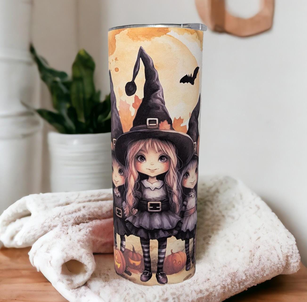 Halloween Witches Tumbler 20oz With Reusable Straw, Can Be Personalized