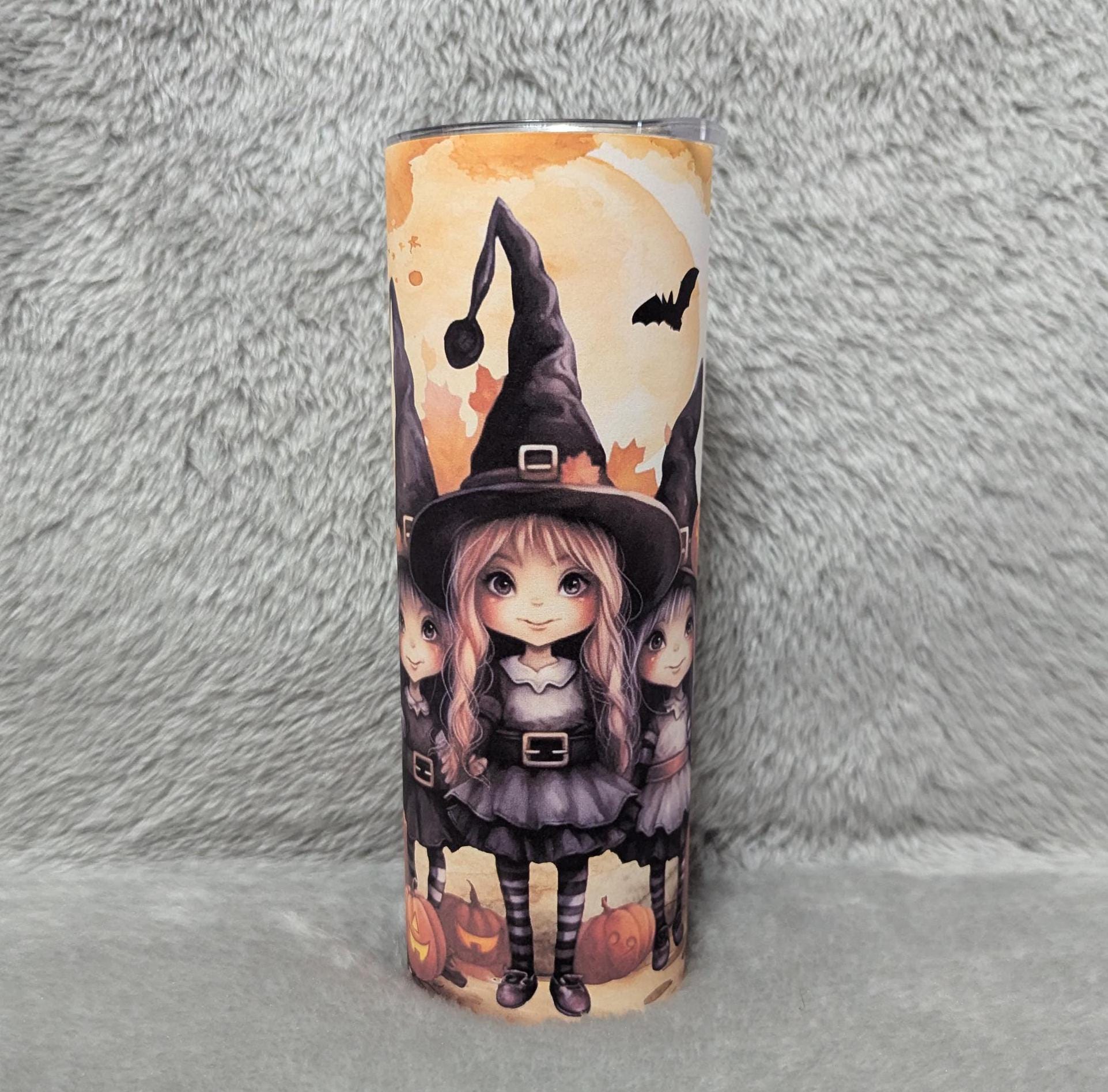 Halloween Witches Tumbler 20oz With Reusable Straw, Can Be Personalized